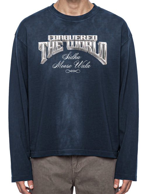 CONQUERED THE WORLD | Unisex Sunfade Boxy Long Sleeve T-Shirt | Sidhu Moose Wala