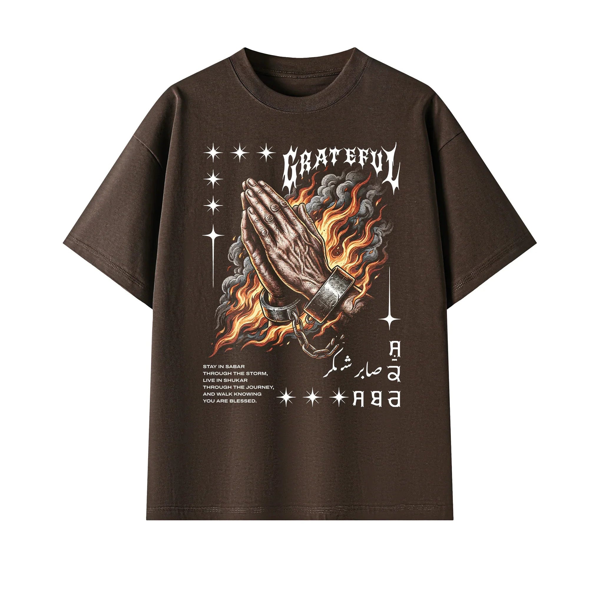 Grateful Sabar Shukar X Risen Retro Unisex Essential Cotton T-Shirt