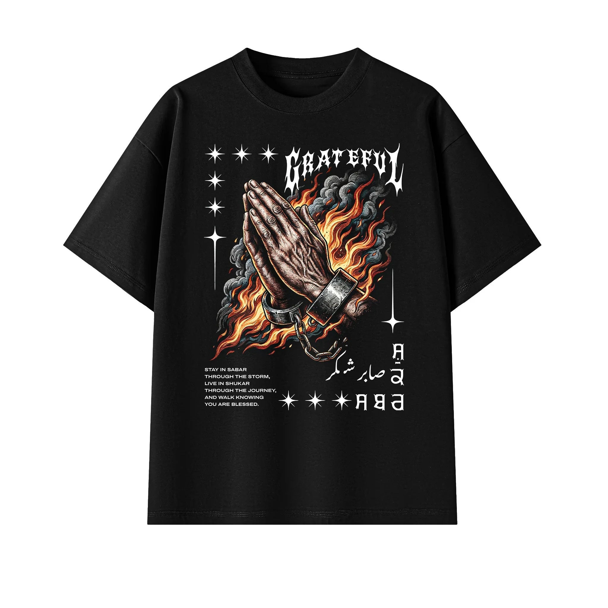 Grateful Sabar Shukar X Risen Retro Unisex Essential Cotton T-Shirt