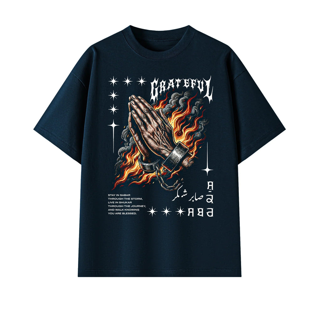 Grateful Sabar Shukar X Risen Retro Unisex Essential Cotton T-Shirt