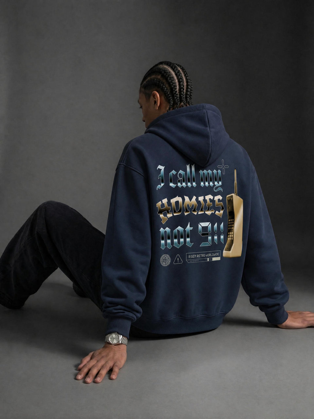 HOMIES 911 X RisenRetro Oversize Fleeced Hoodie