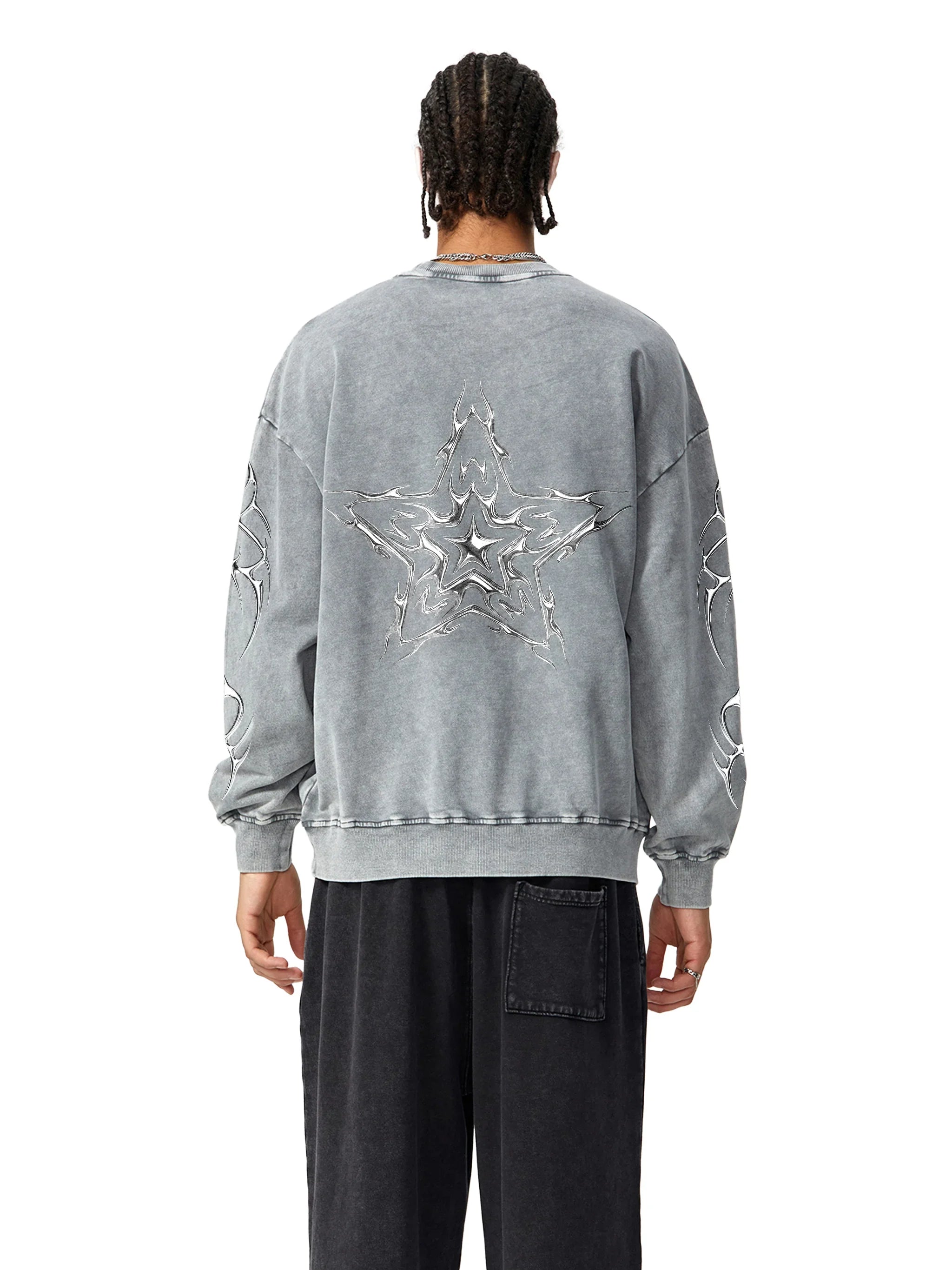 Sweat-shirt oversize délavé Liquid Metal Star