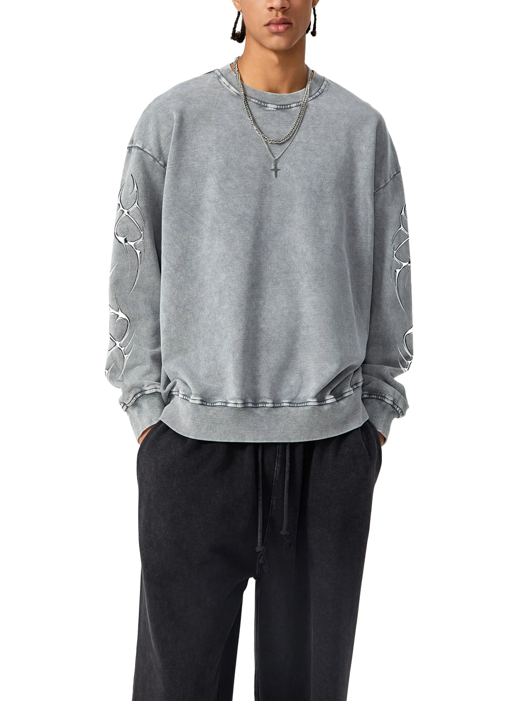 Sweat-shirt oversize délavé Liquid Metal Star