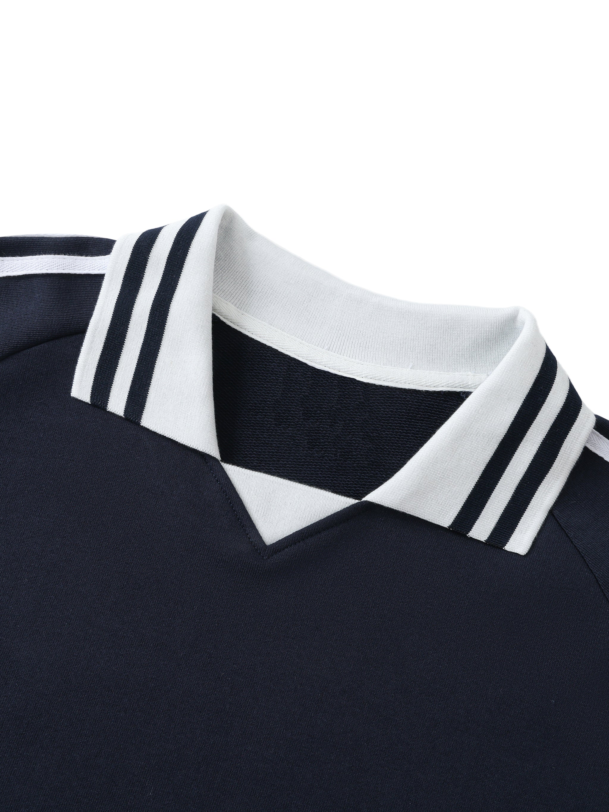 Risen Retro Monogram Contrast Striped Lapel Collar Sweatshirt