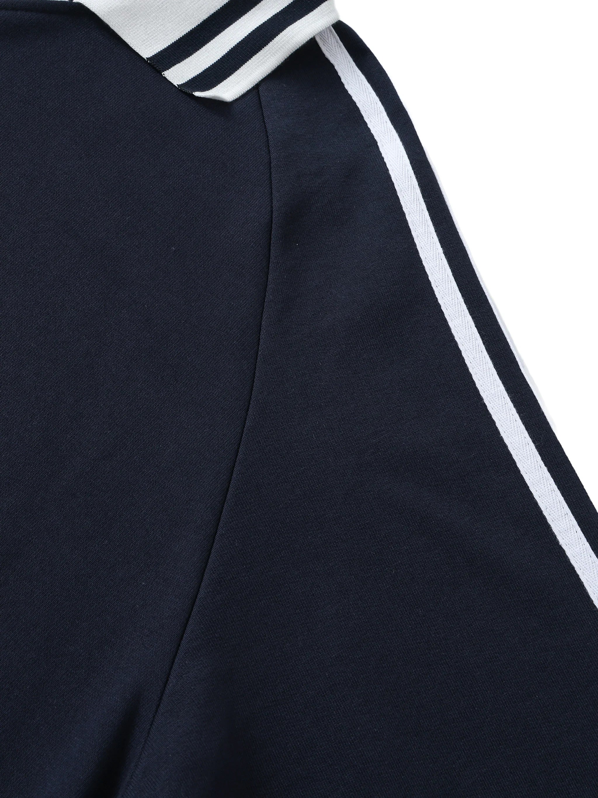 Panjab Legacy Contrast Striped Lapel Collar Sweatshirt