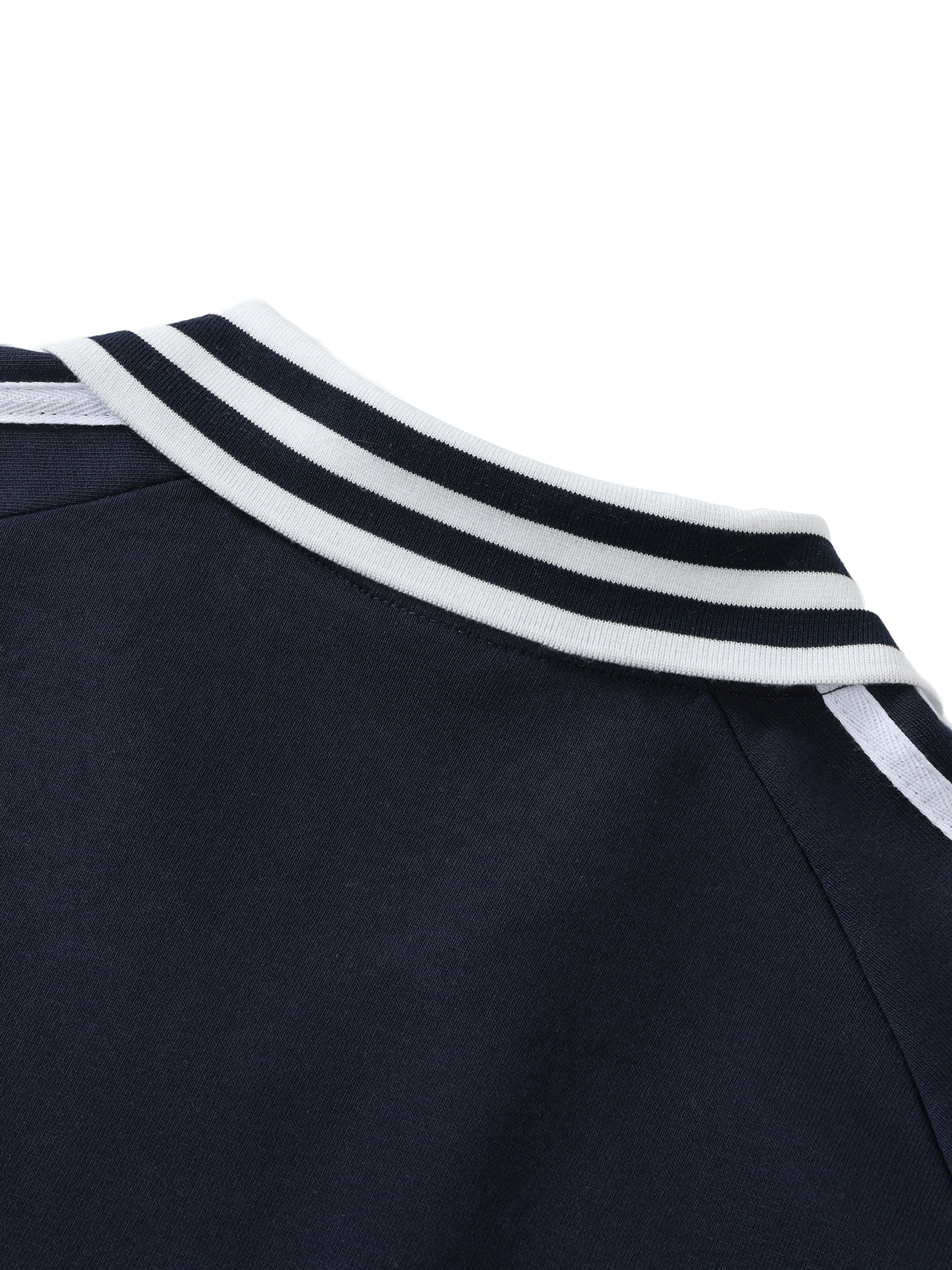 Risen Retro Monogram Contrast Striped Lapel Collar Sweatshirt