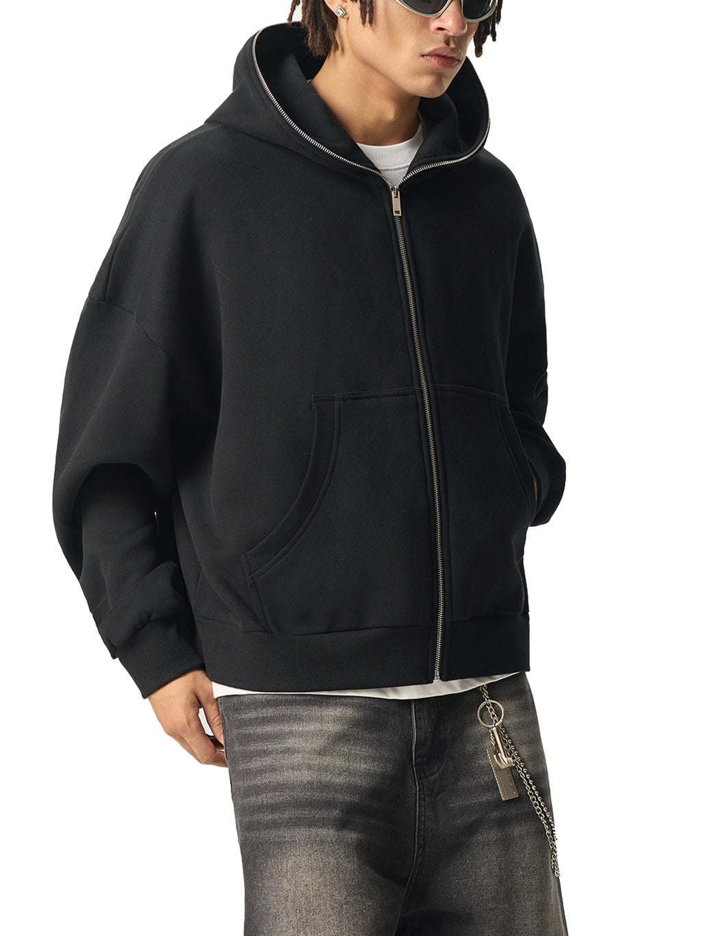 RISENRETRO X Fleeced Full-Zip Boxy Hoodie