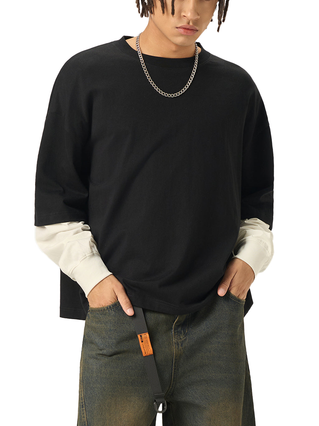 SMW | SIGNED TO GOD | Layered Contrast Sleeve Cotton T-Shirt