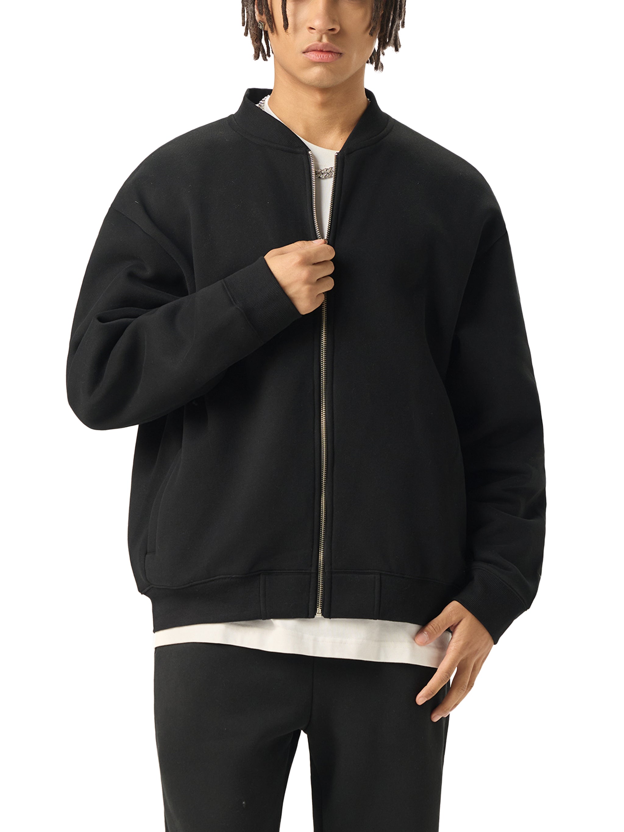 Loaded Essential Zip-Up Fleeced Varsity Jacket