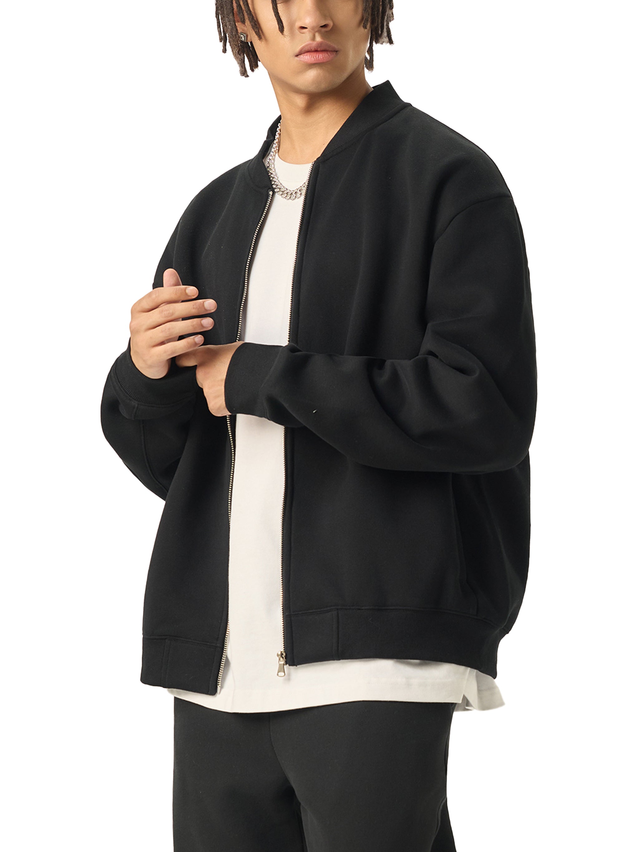 Loaded Essential Zip-Up Fleeced Varsity Jacket