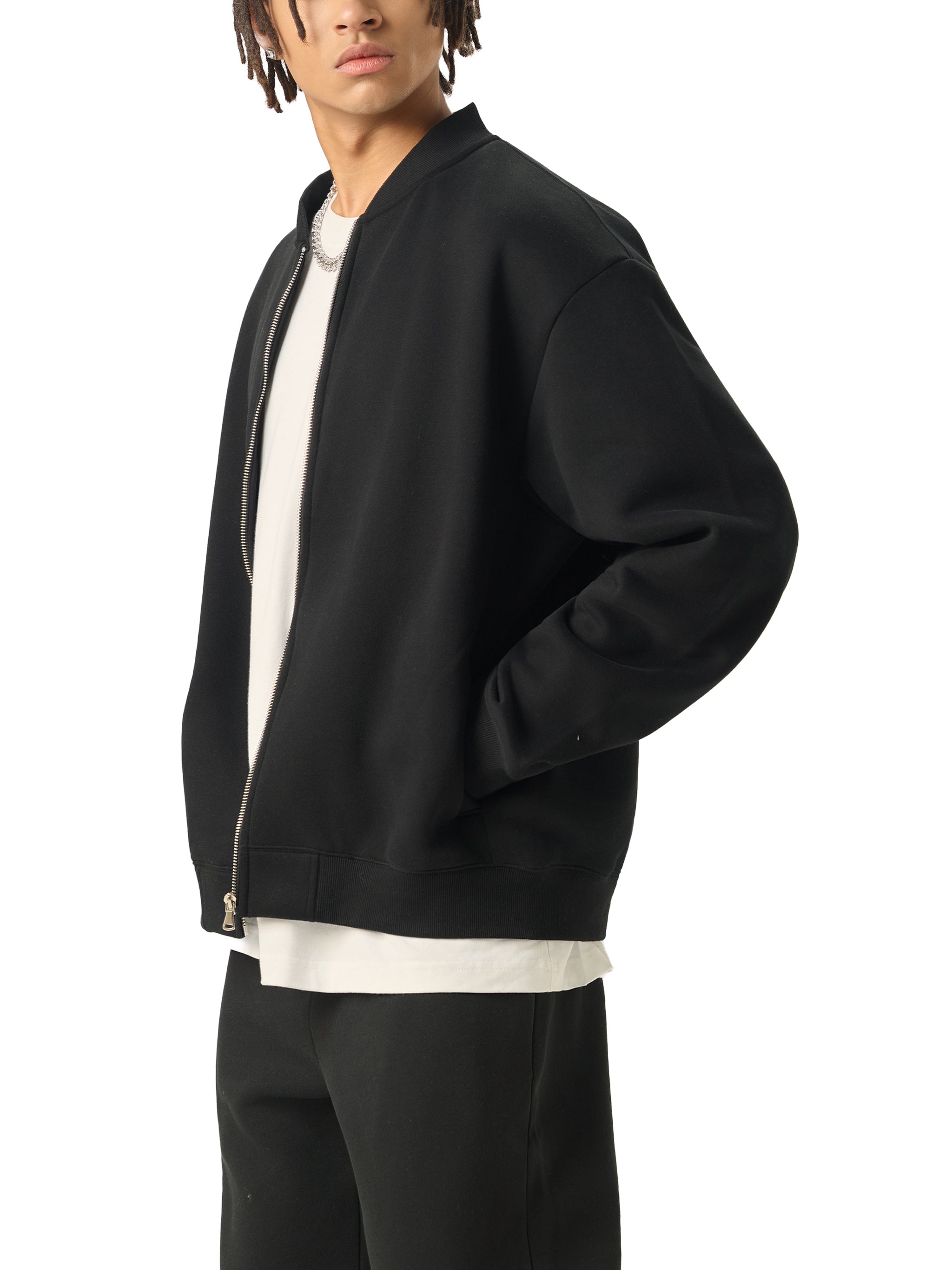 Loaded Essential Zip-Up Fleeced Varsity Jacket