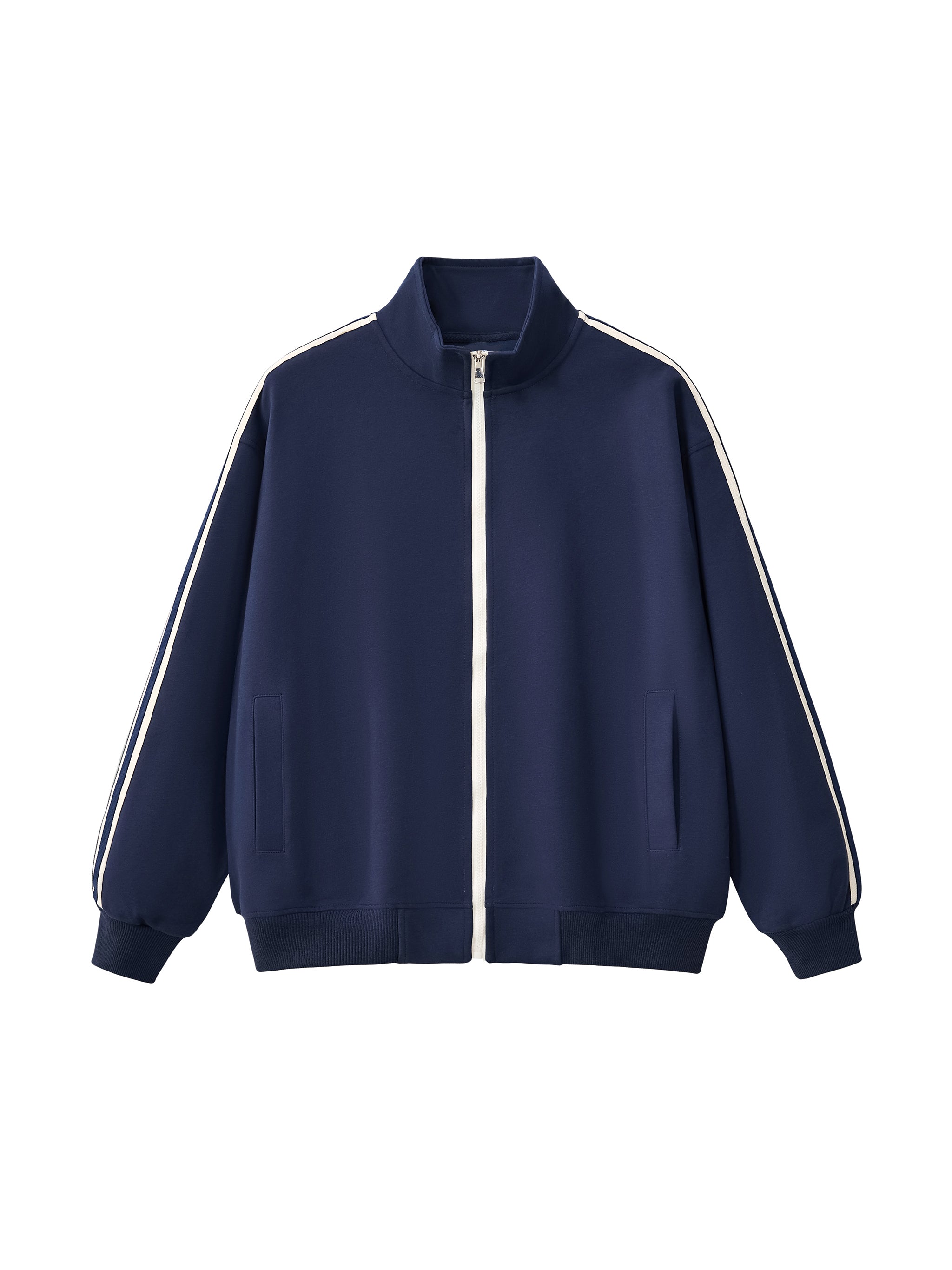 Motion Set X RisenRetro Contrast Side-Stripe Stand Collar  Jacket