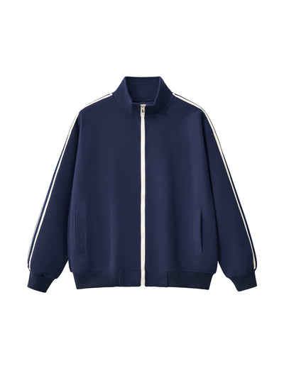 Motion Set X RisenRetro Contrast Side-Stripe Stand Collar  Jacket