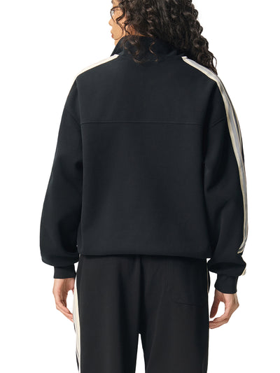 Motion Set X RisenRetro Contrast Side-Stripe Stand Collar  Jacket