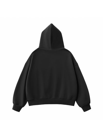 Fleeced Full-Zip Boxy Hoodie