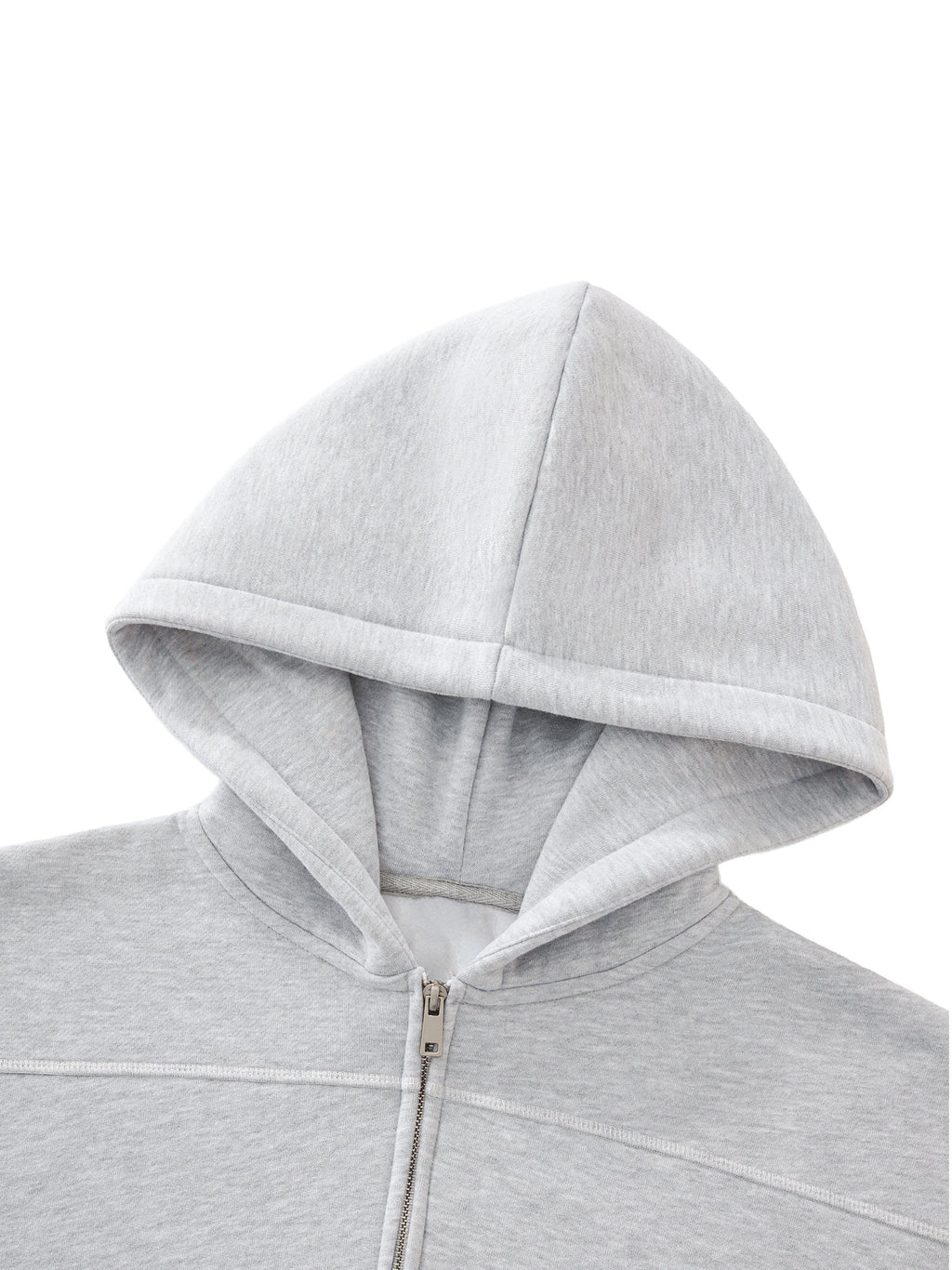 RisenRetro Contrast-Stitched Boxy Fleece Zip Hoodie