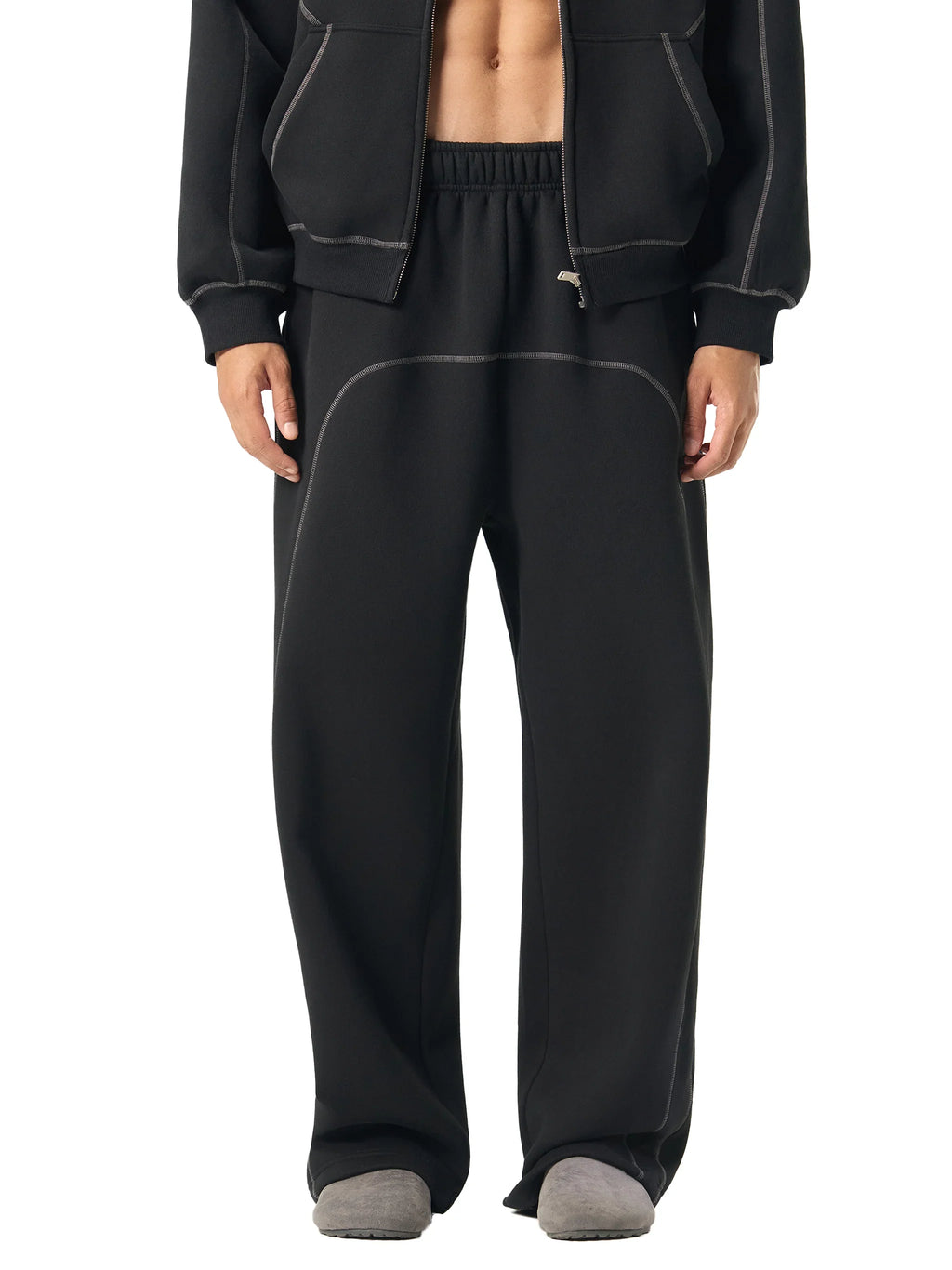 Pantalon de survêtement unisexe en polaire à surpiqûres contrastées RisenRetro