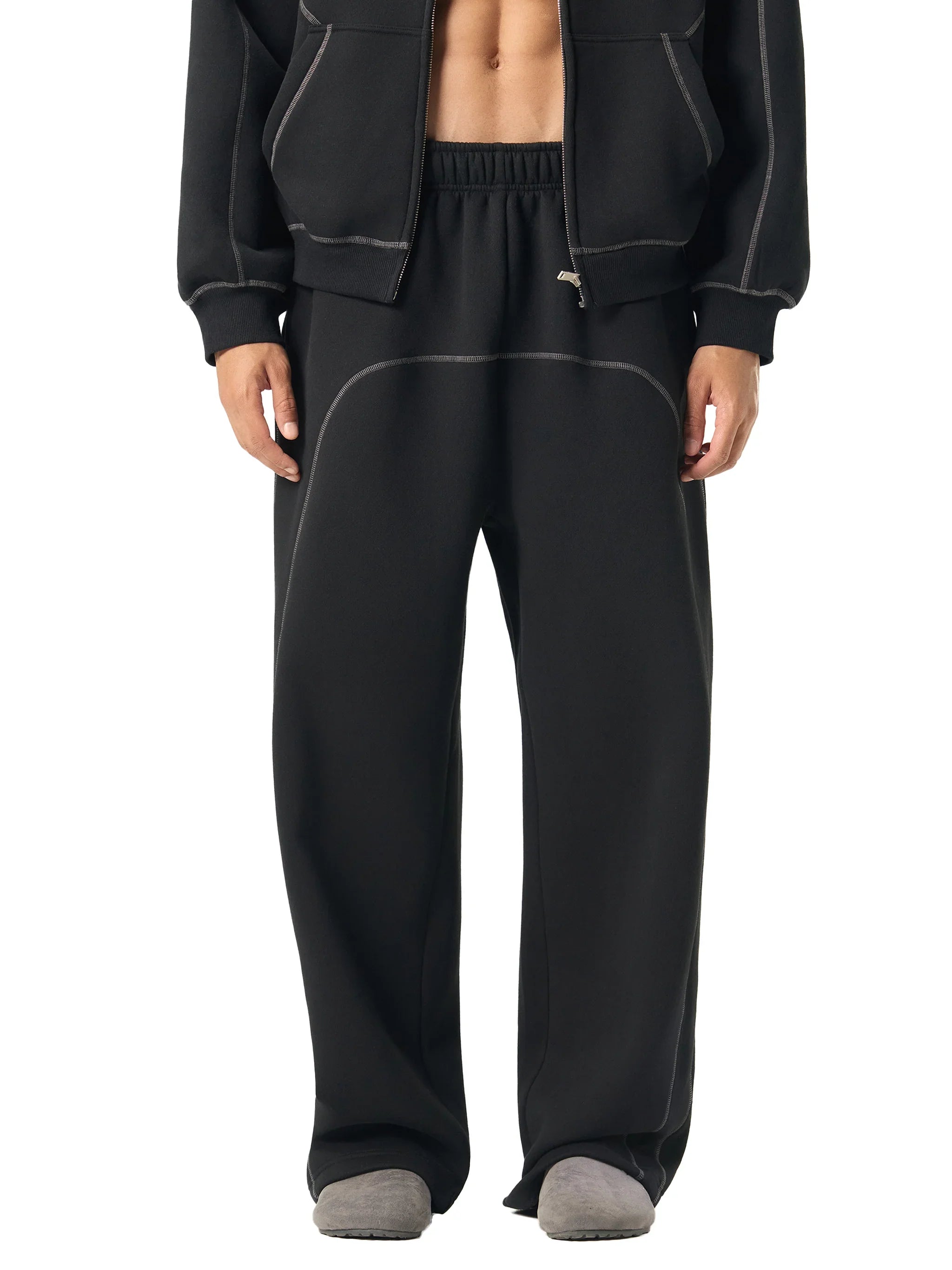Pantalon de survêtement unisexe en polaire à surpiqûres contrastées RisenRetro