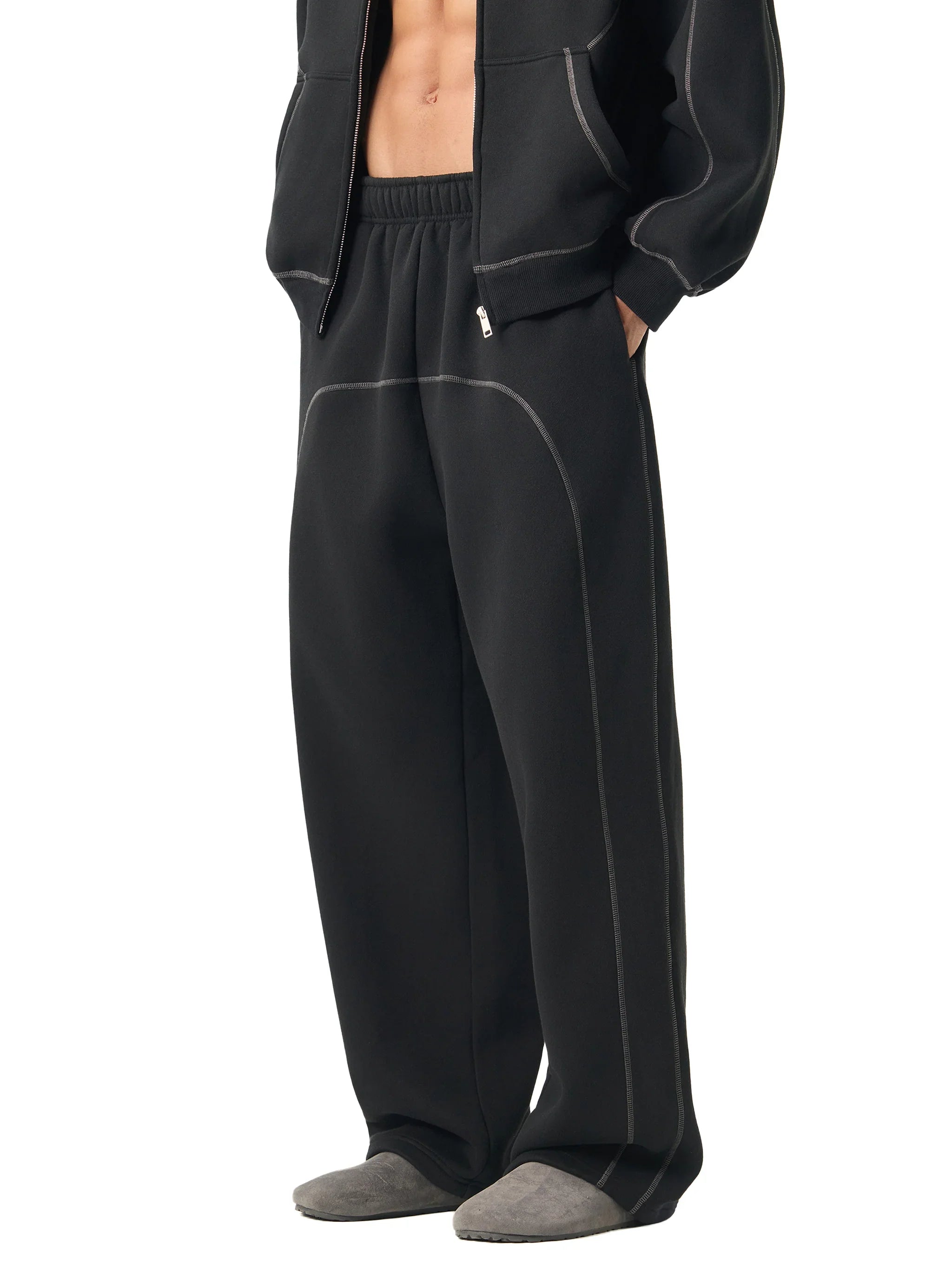 Pantalon de survêtement unisexe en polaire à surpiqûres contrastées RisenRetro