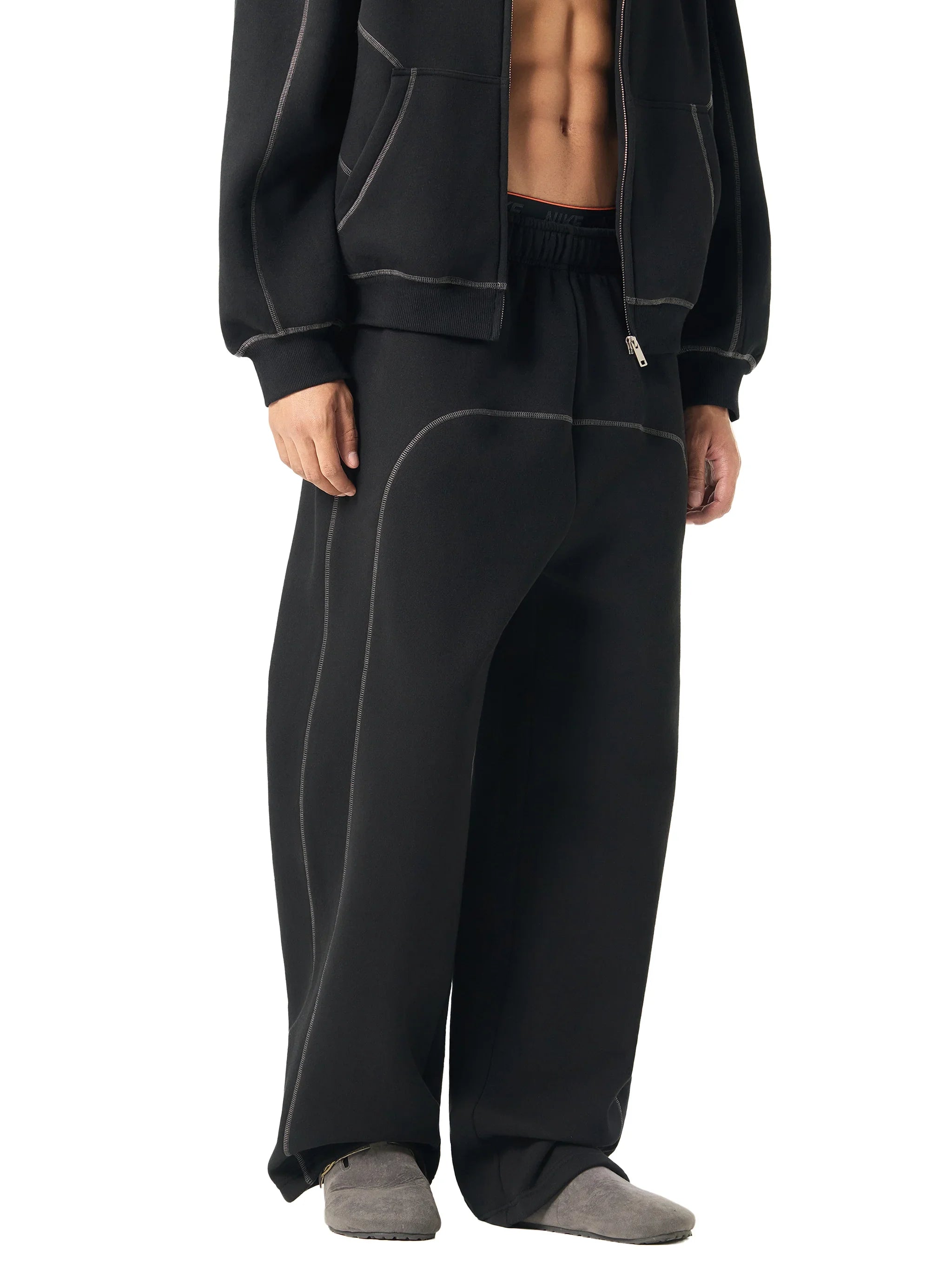 Pantalon de survêtement unisexe en polaire à surpiqûres contrastées RisenRetro