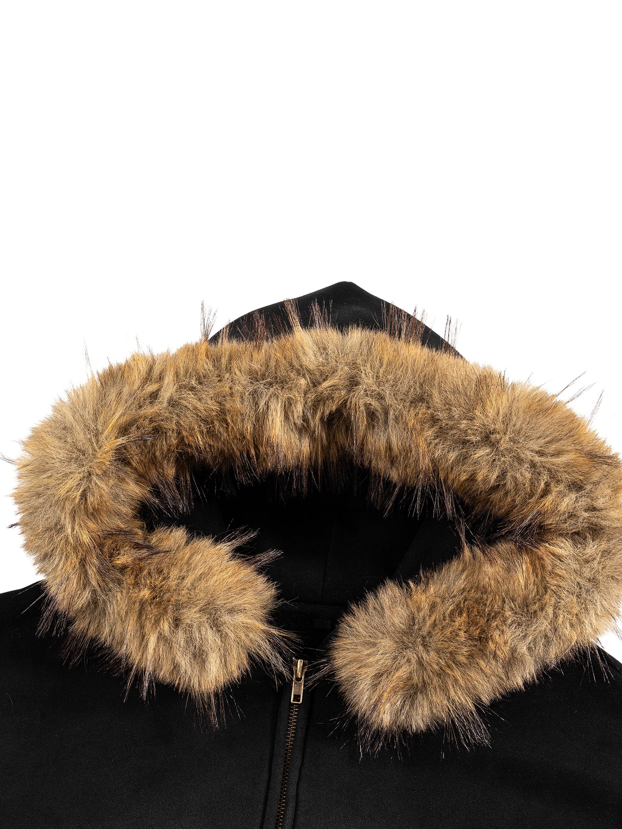 Risen Retro Sun Fade Boxy Detachable Fur Hoodie