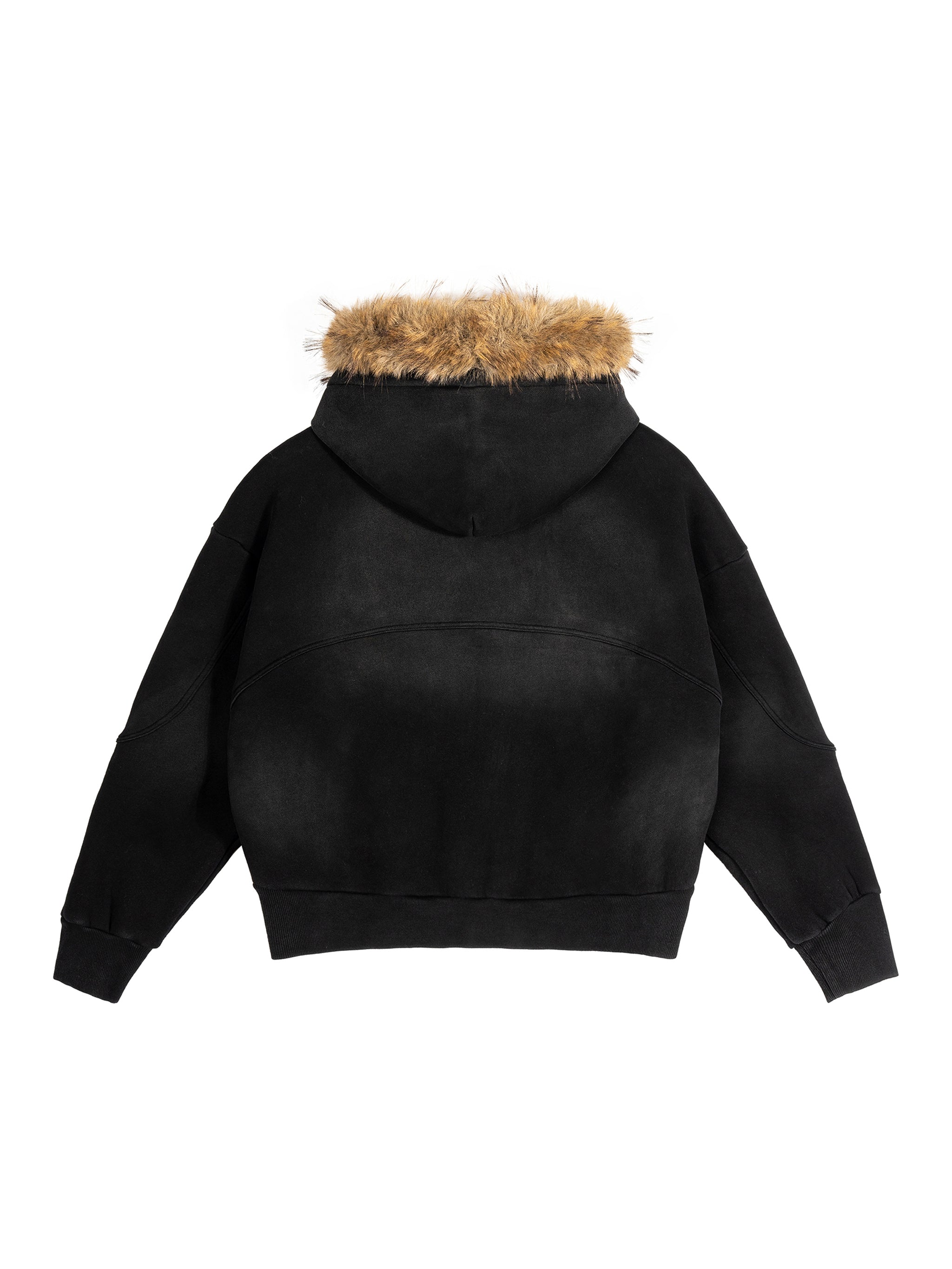 Risen Retro Sun Fade Boxy Detachable Fur Hoodie