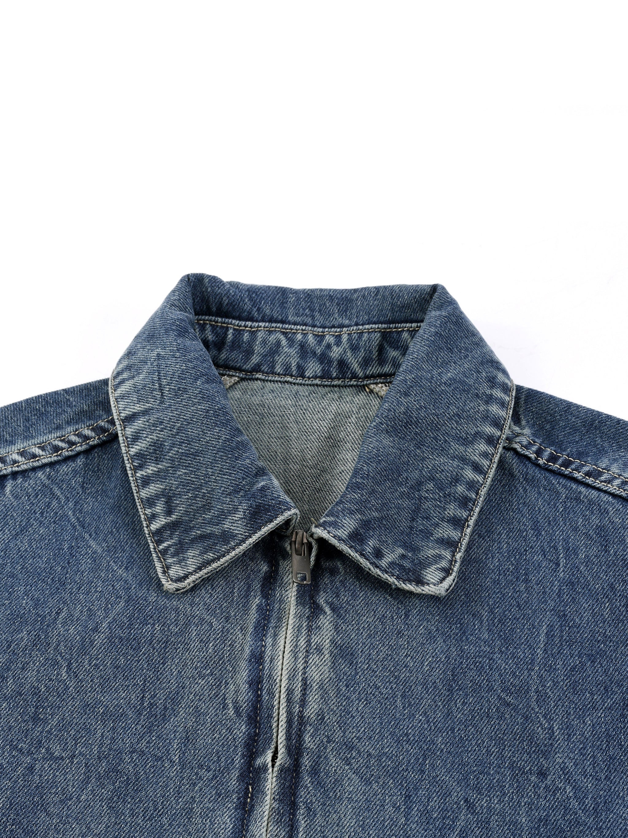 Force of Will X Risen Retro Vintage Wash Zip Up Denim Jacket