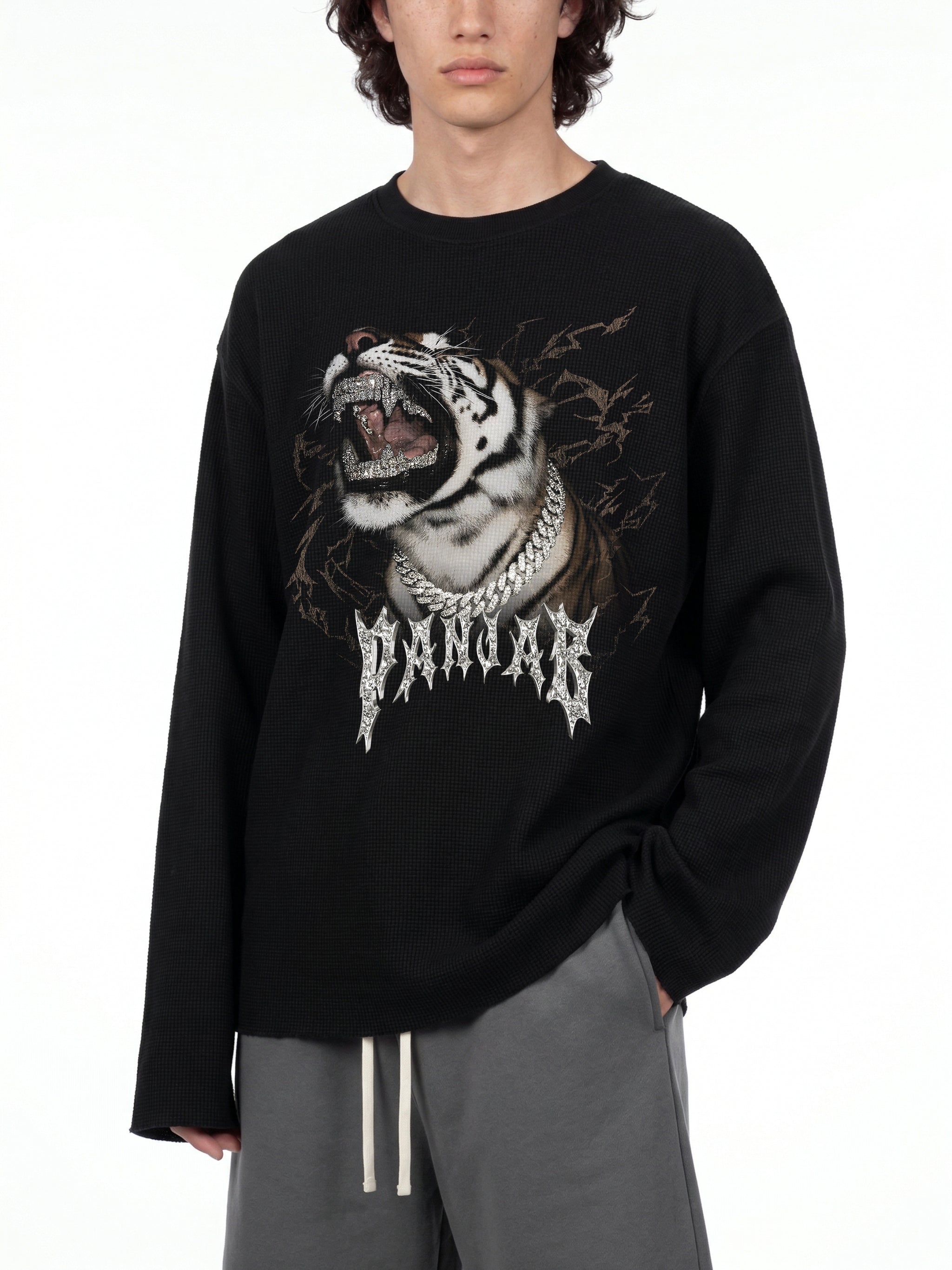TIGER ROAR V3 x Risen Retro Unisex Waffle Raw Edge T-Shirt