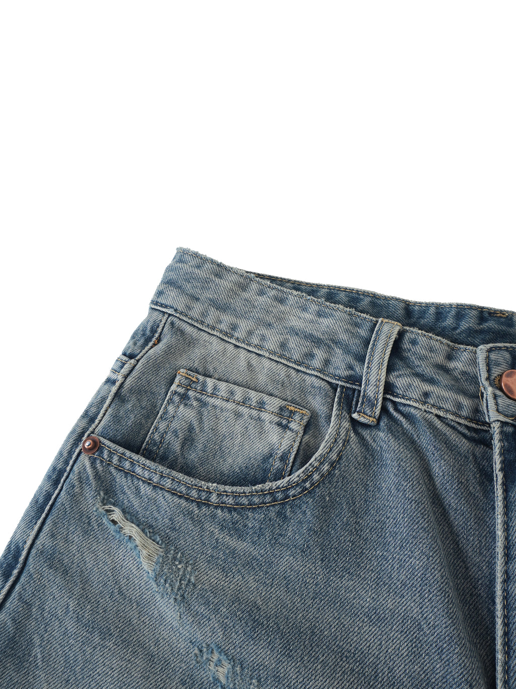 RISENRETRO | Men's Distressed Barrel Leg Jeans