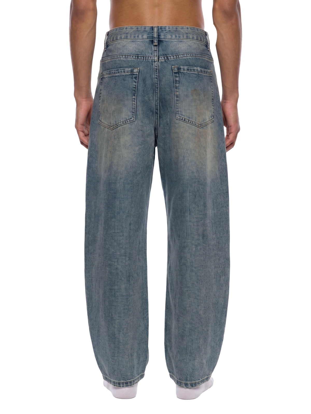 RISENRETRO | Men's Distressed Barrel Leg Jeans
