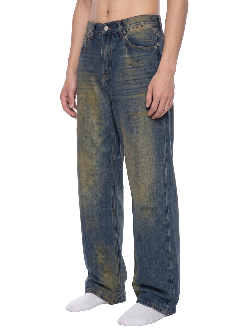 RISENRETRO | Men's Vintage Wash Wide Leg Denim Jeans