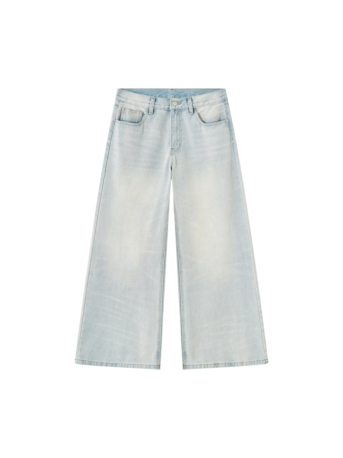 Men's Vintage Wash Wide Leg Denim Jeans