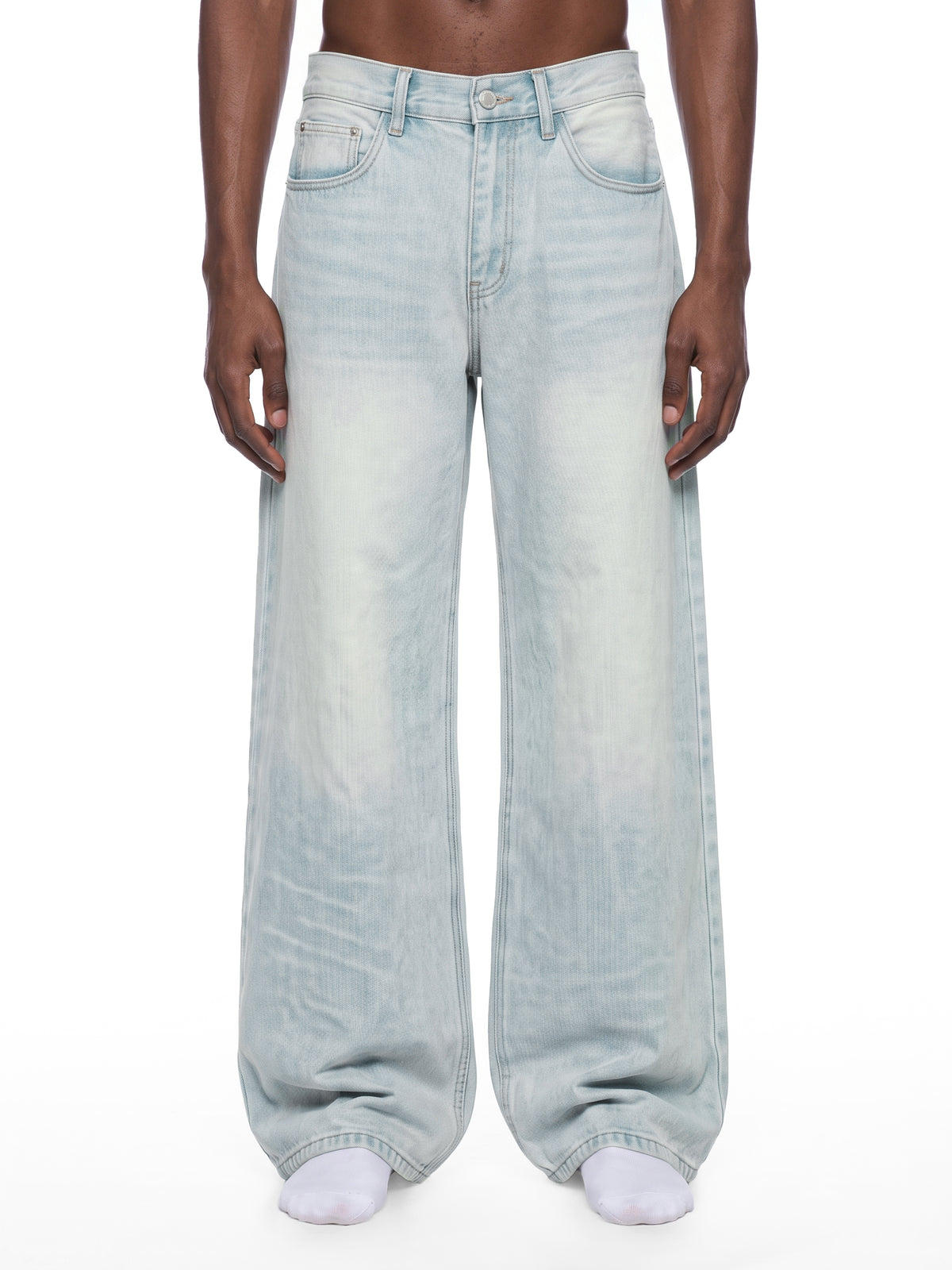 Men's Vintage Wash Wide Leg Denim Jeans