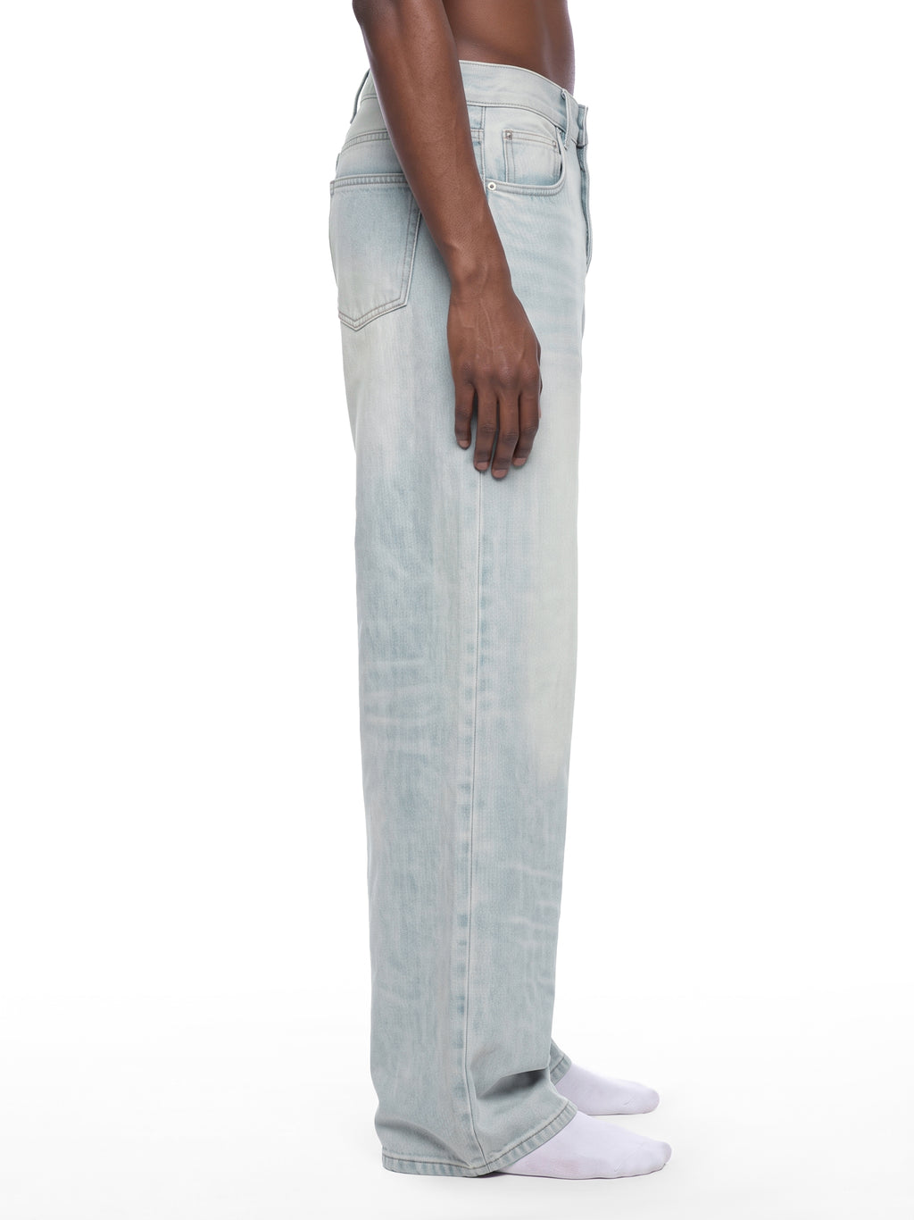 Men's Vintage Wash Wide Leg Denim Jeans