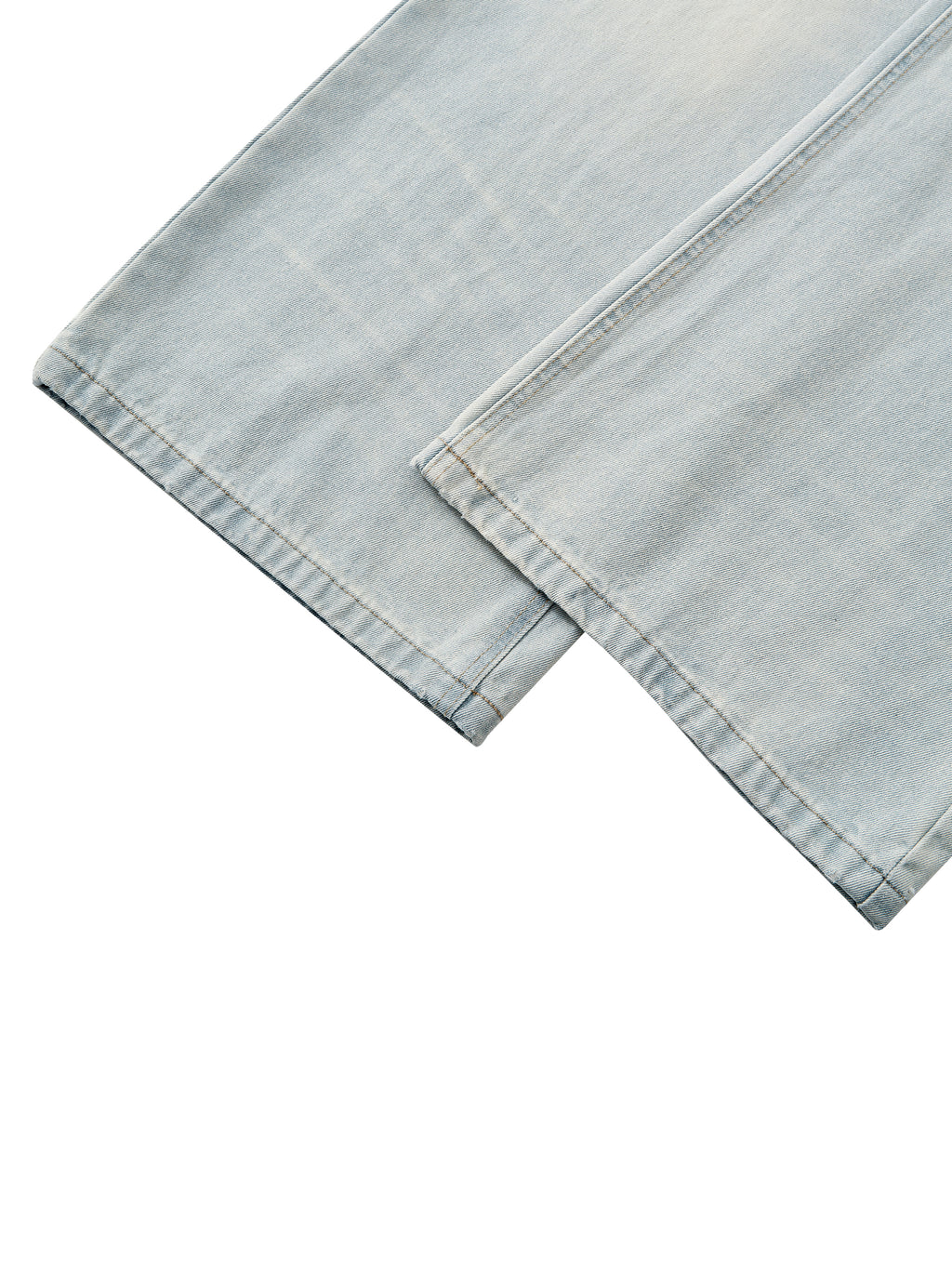 Men's Vintage Wash Wide Leg Denim Jeans