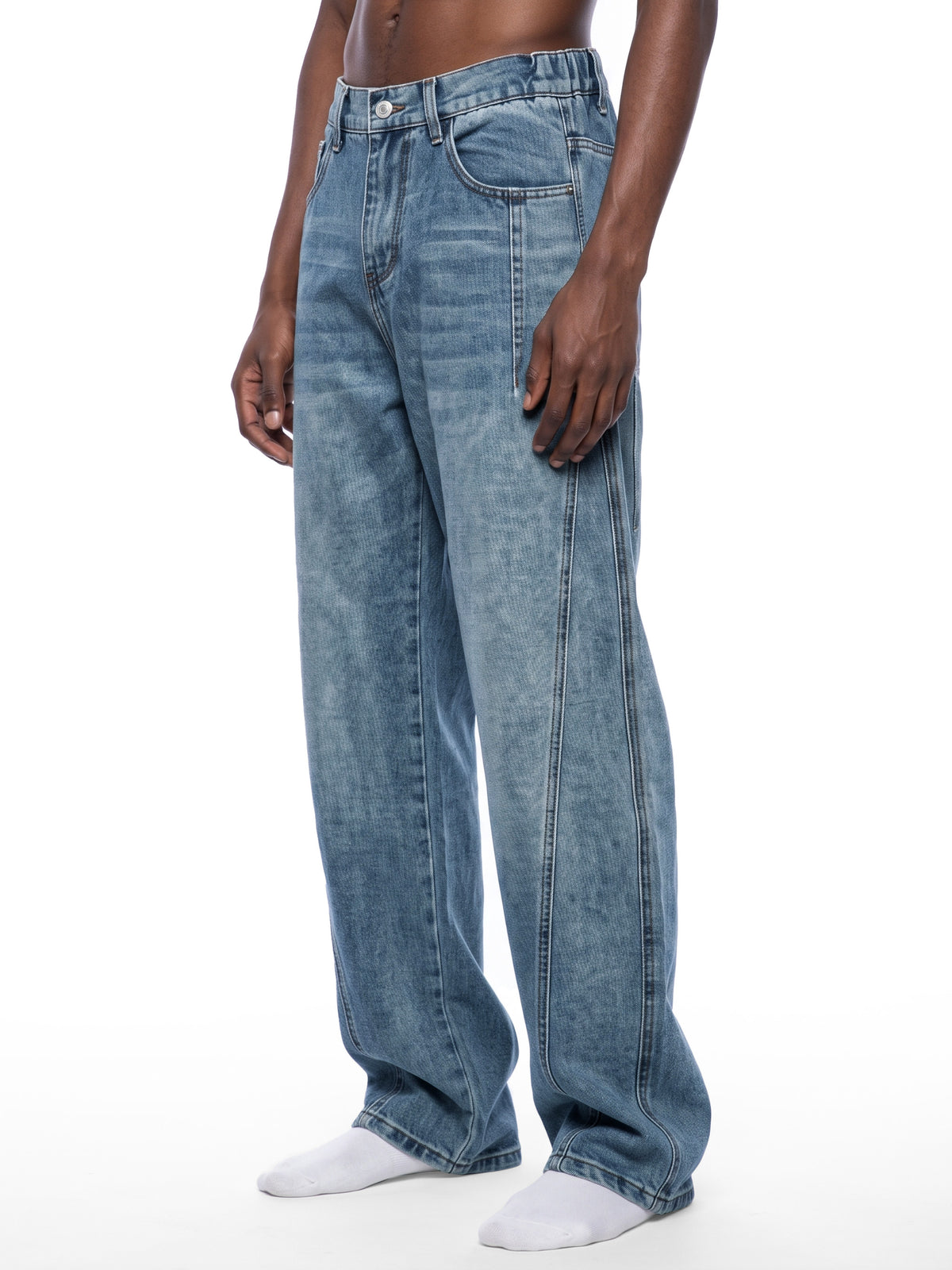 RISENRETRO | Unisex Vintage Wash Barrel Leg Denim Jeans