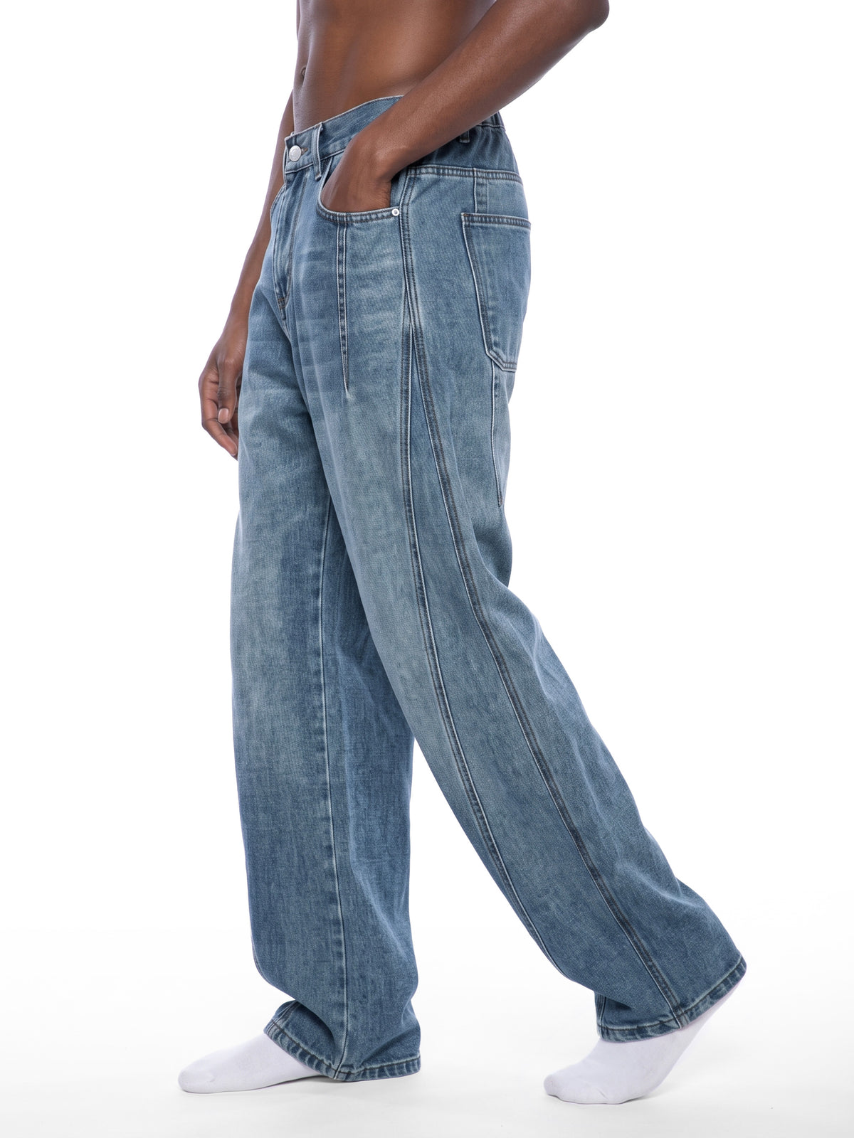 RISENRETRO | Unisex Vintage Wash Barrel Leg Denim Jeans