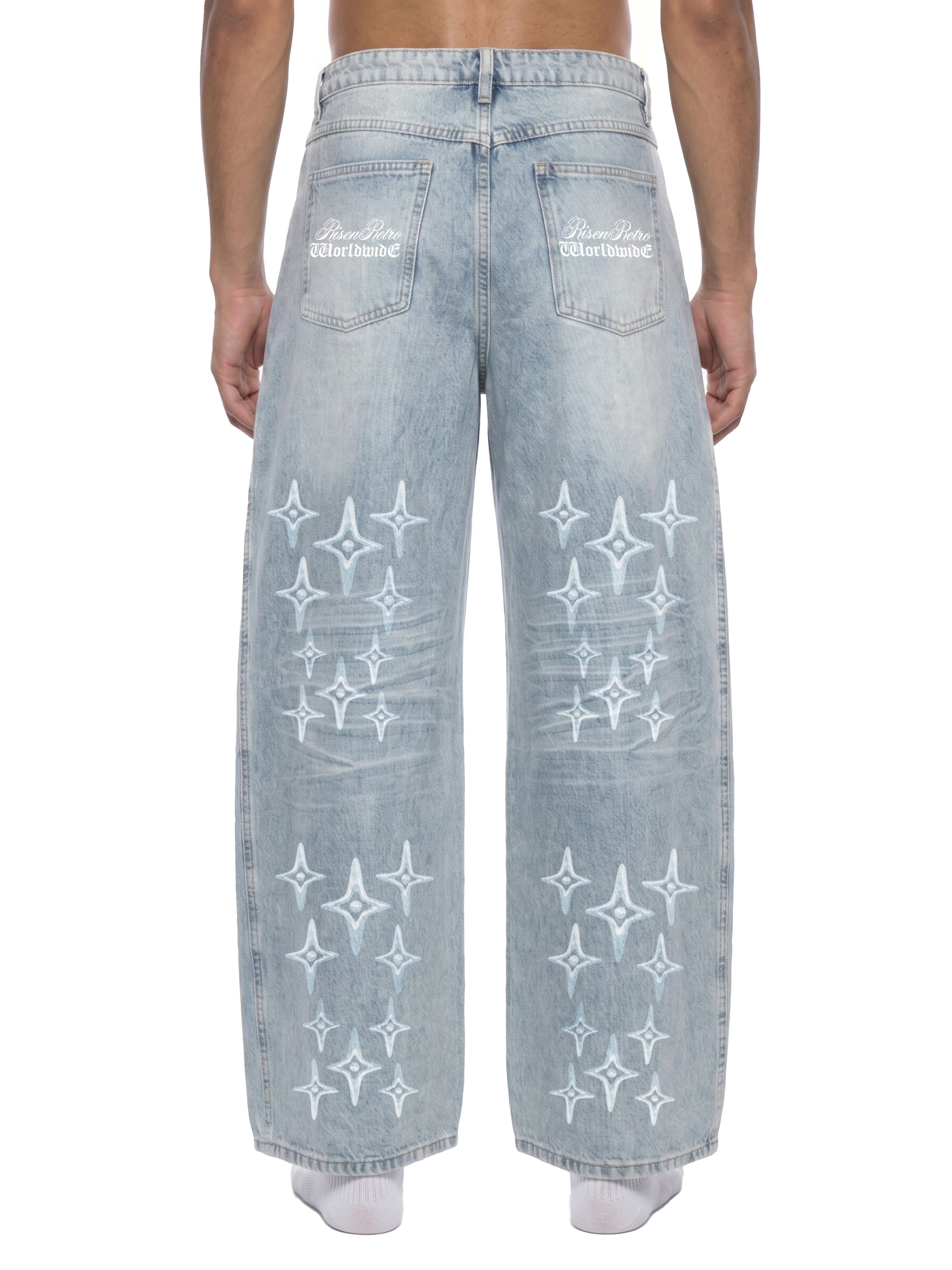 RISEN RETRO x DESIGNER Men’s Enzyme Wash Wide Leg Jeans