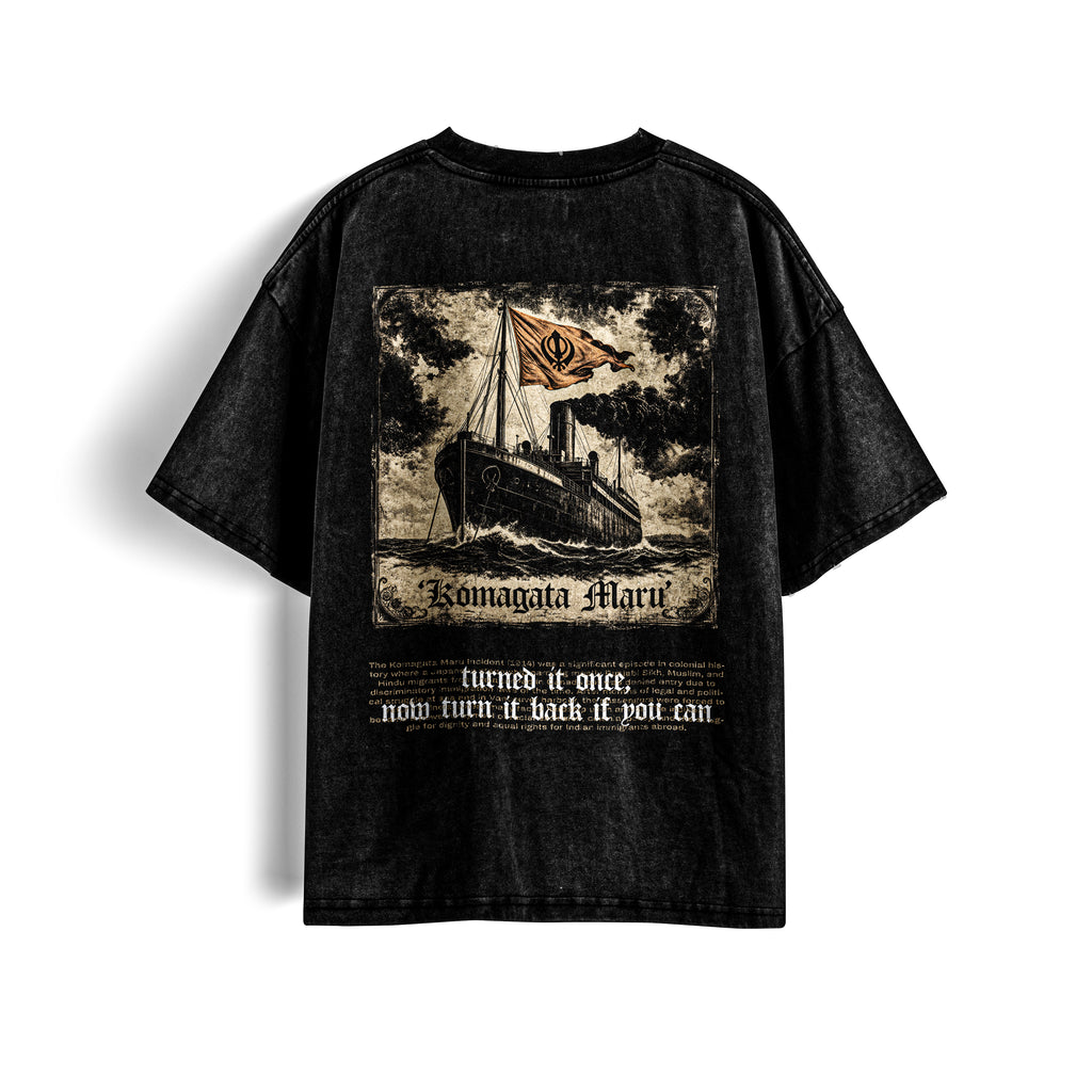KOMAGATA MARU X RisenRetro Snow Washed Oversized Cotton T-Shirt
