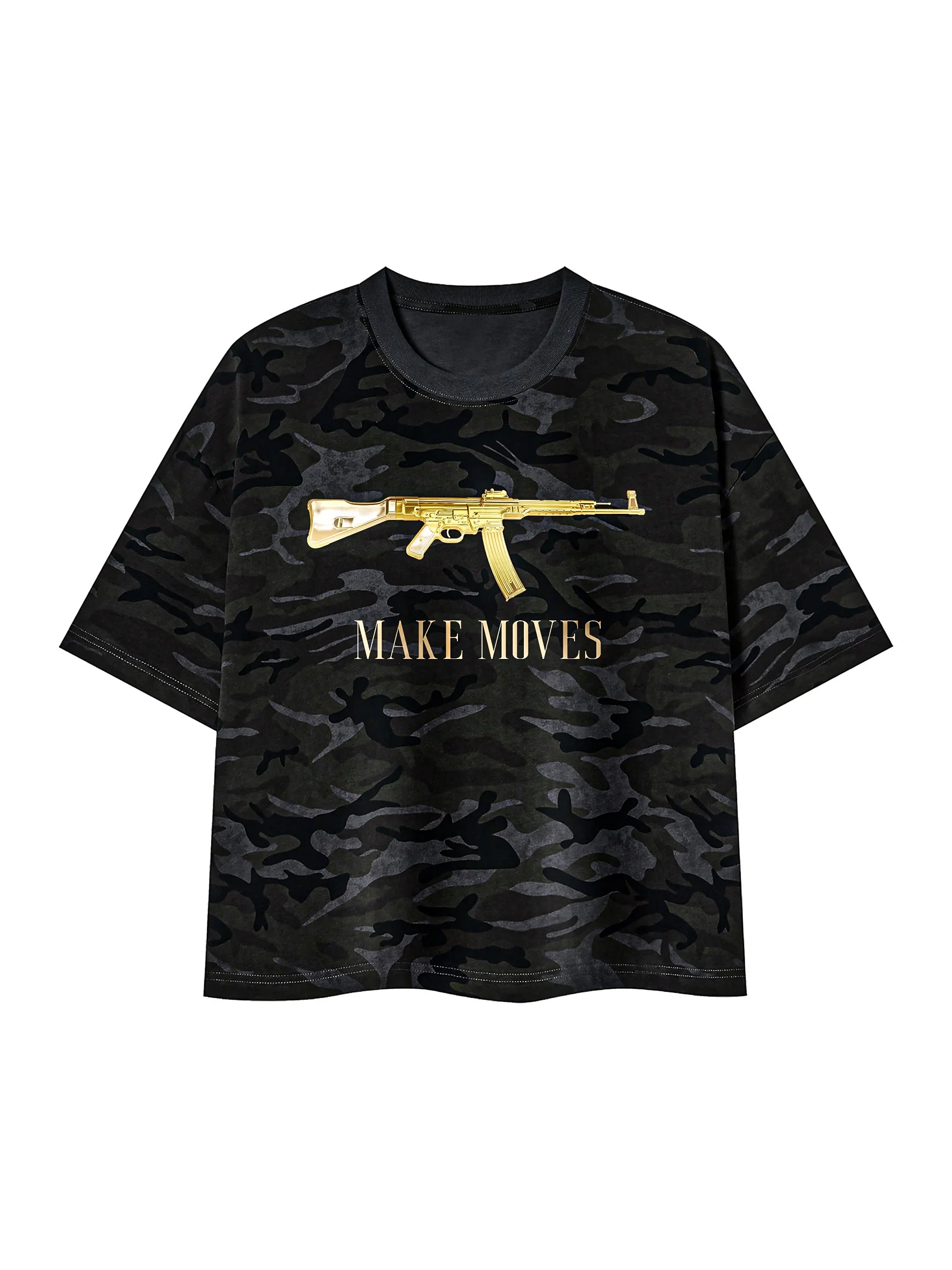 Make Moves Camo X Risen Retro Unisex Camo Boxy T-Shirt
