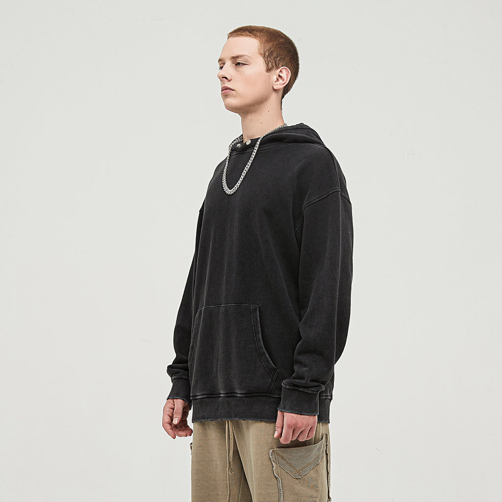 KHARKU LIFE x Risen Retro Embroidery 380 GSM snow Washed Hoodie