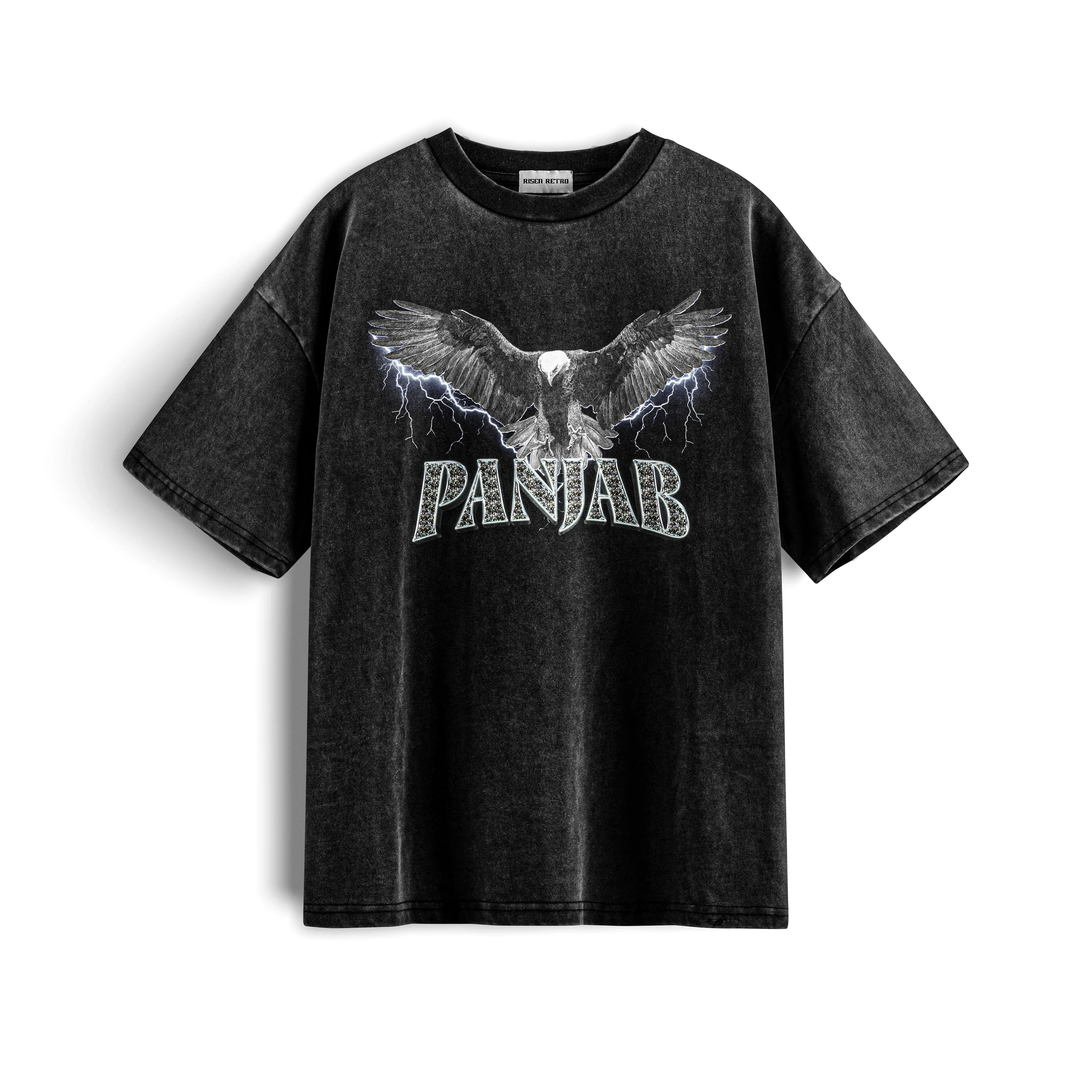 T-shirt surdimensionné délavé à la neige Panjab Thunder Eagle