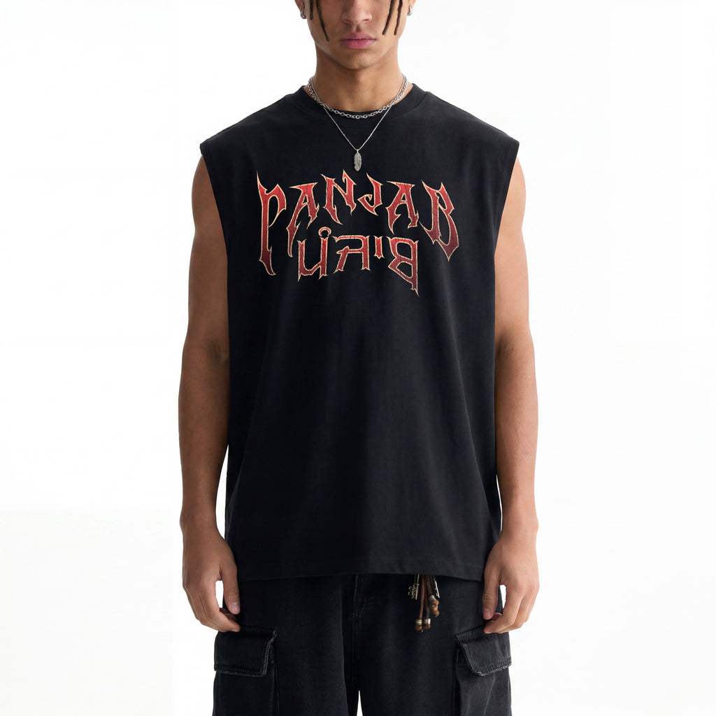Panjab Bloodline X RisenRetro  Raw Edge Cotton Tank Top