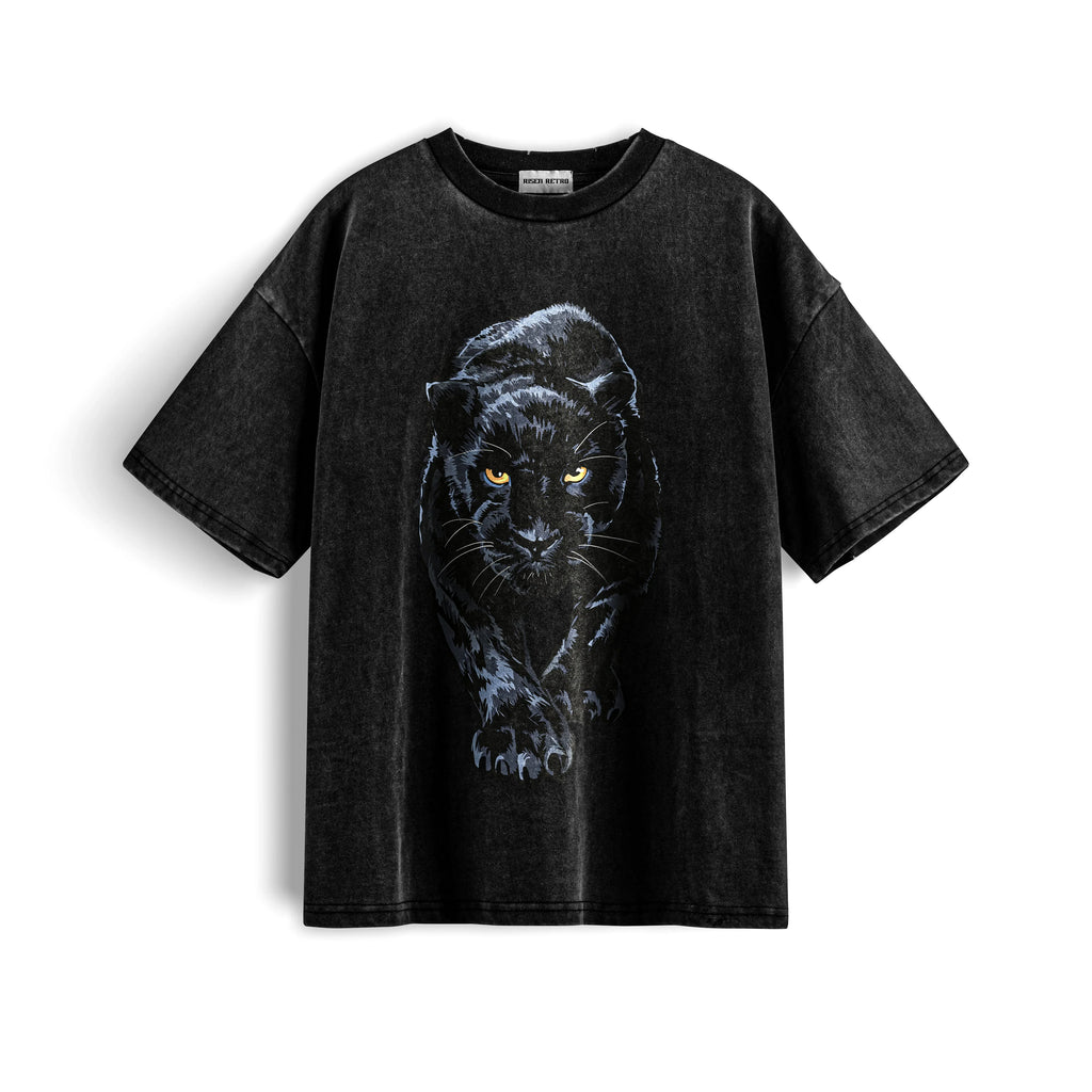 Panther Prowl Snow Washed Oversized Cotton T-Shirt