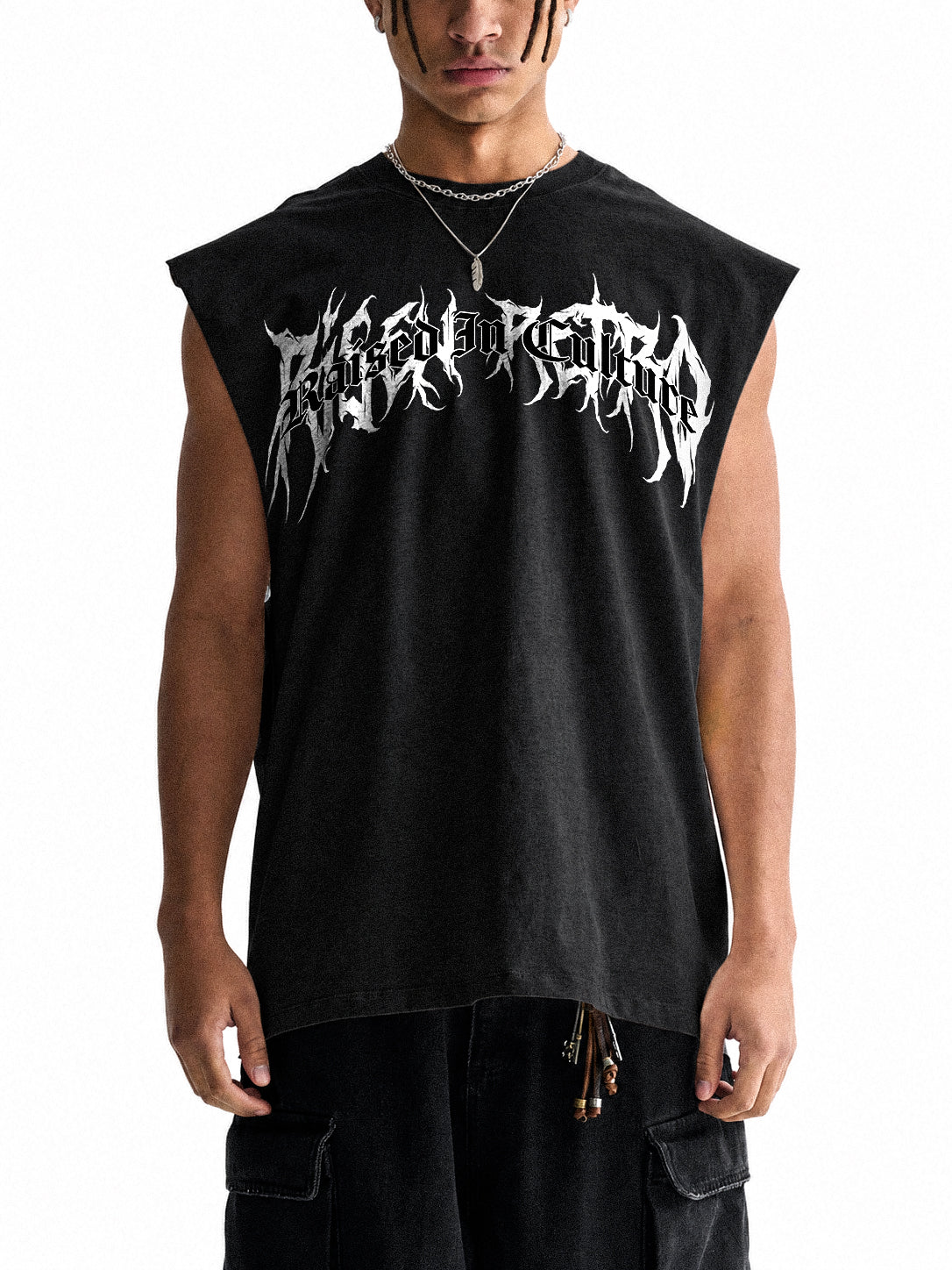 Raised In Culture | RisenRetro | Raw Edge Cotton Tank Top