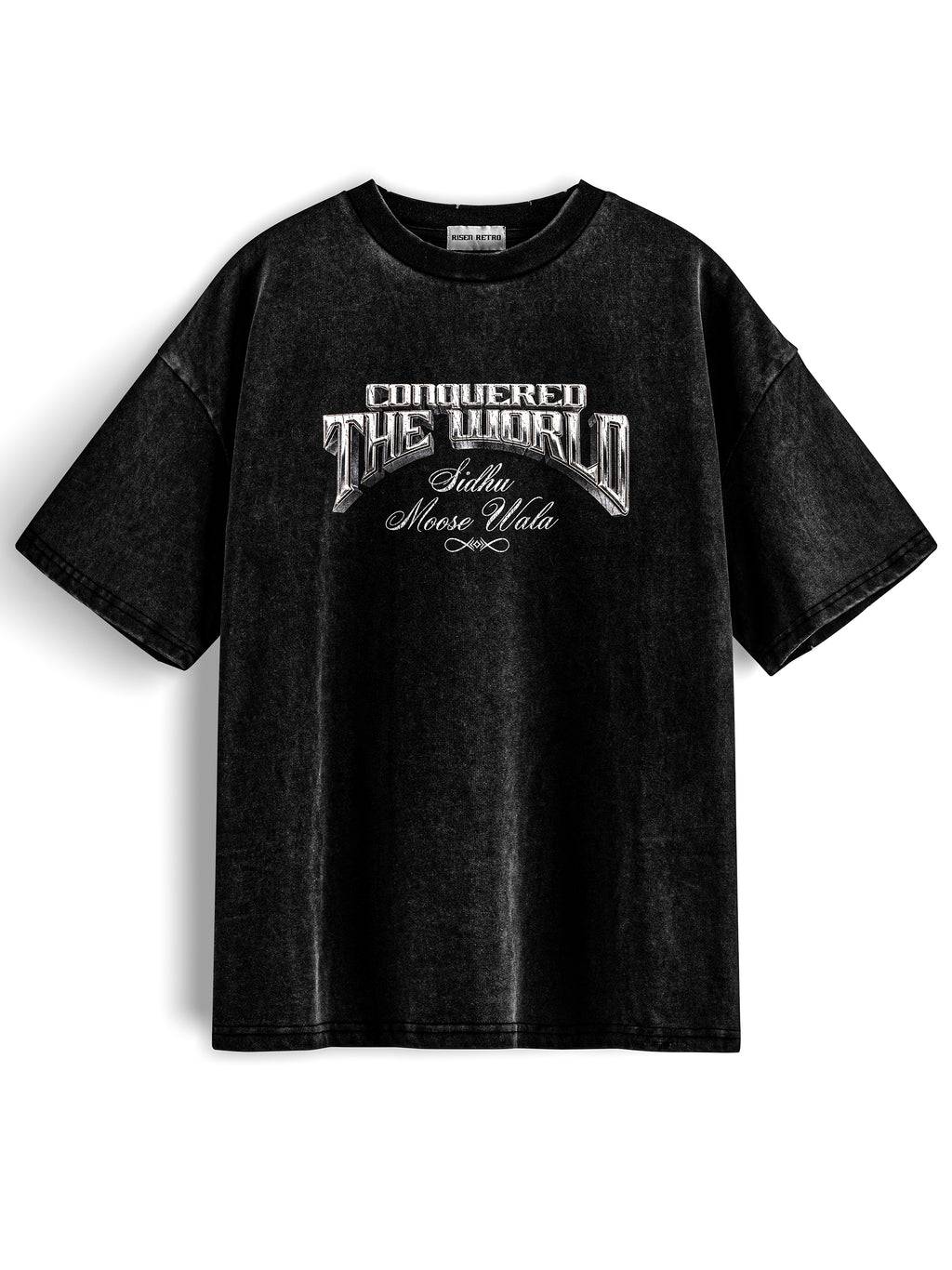 CONQUERED THE WORLD | Snow Washed Oversized Cotton T-Shirt | Sidhu Moose Wala