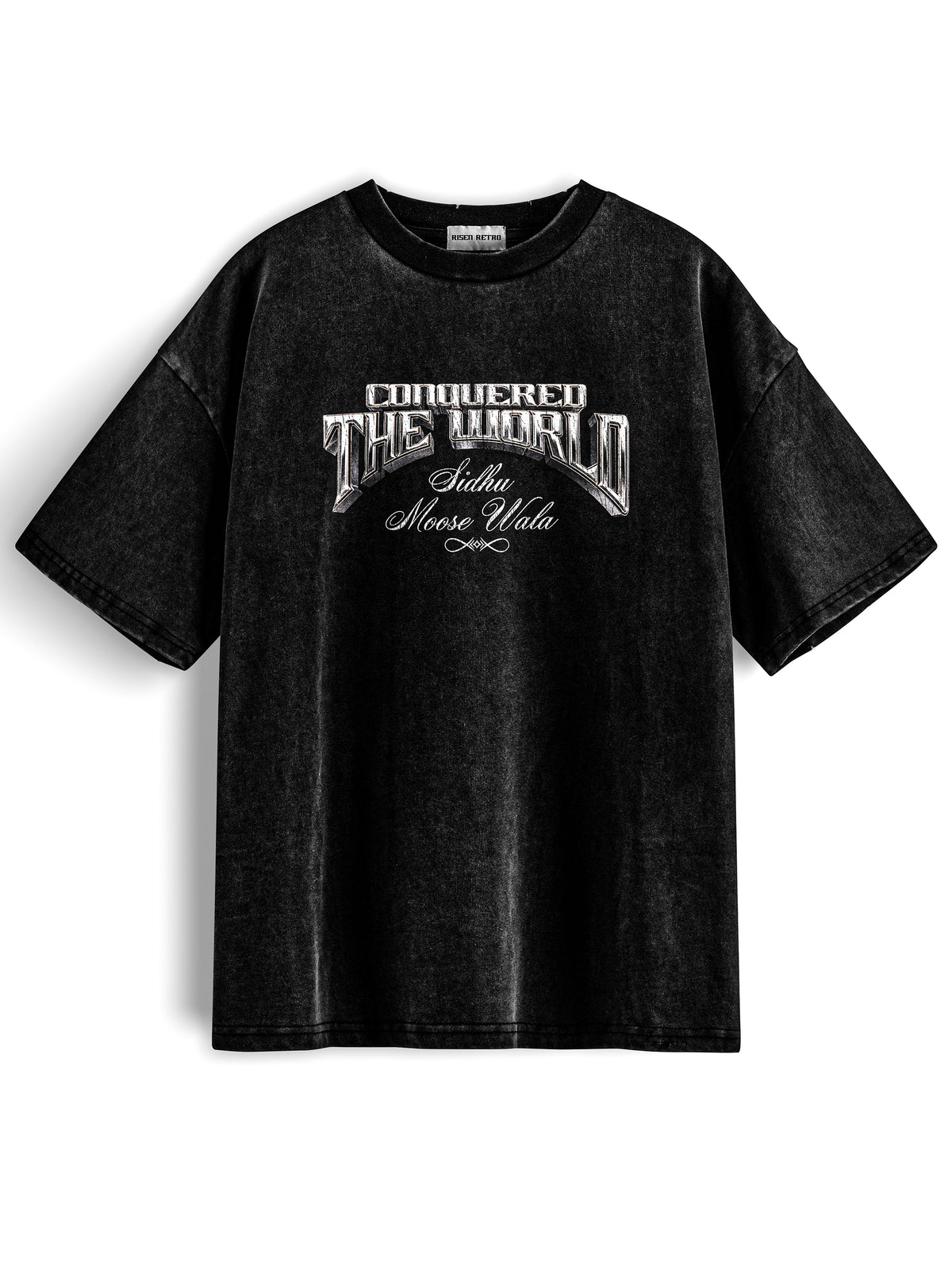 CONQUERED THE WORLD | Snow Washed Oversized Cotton T-Shirt | Sidhu Moose Wala