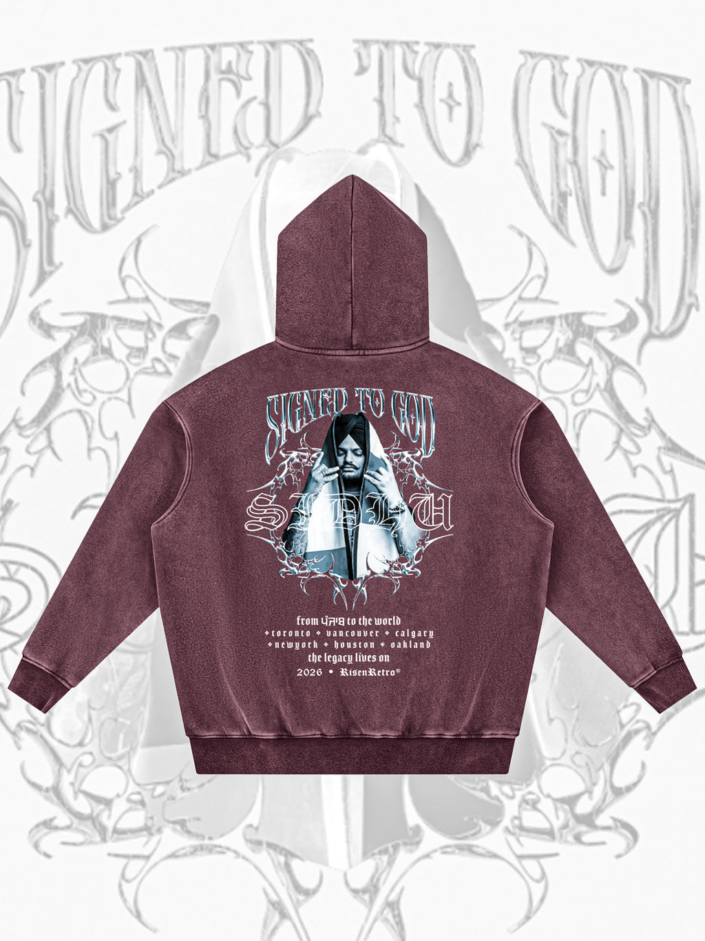SIGNED TO GOD | Snow Wash Fleece Oversize Hoodie | SMW | RISENRETRO