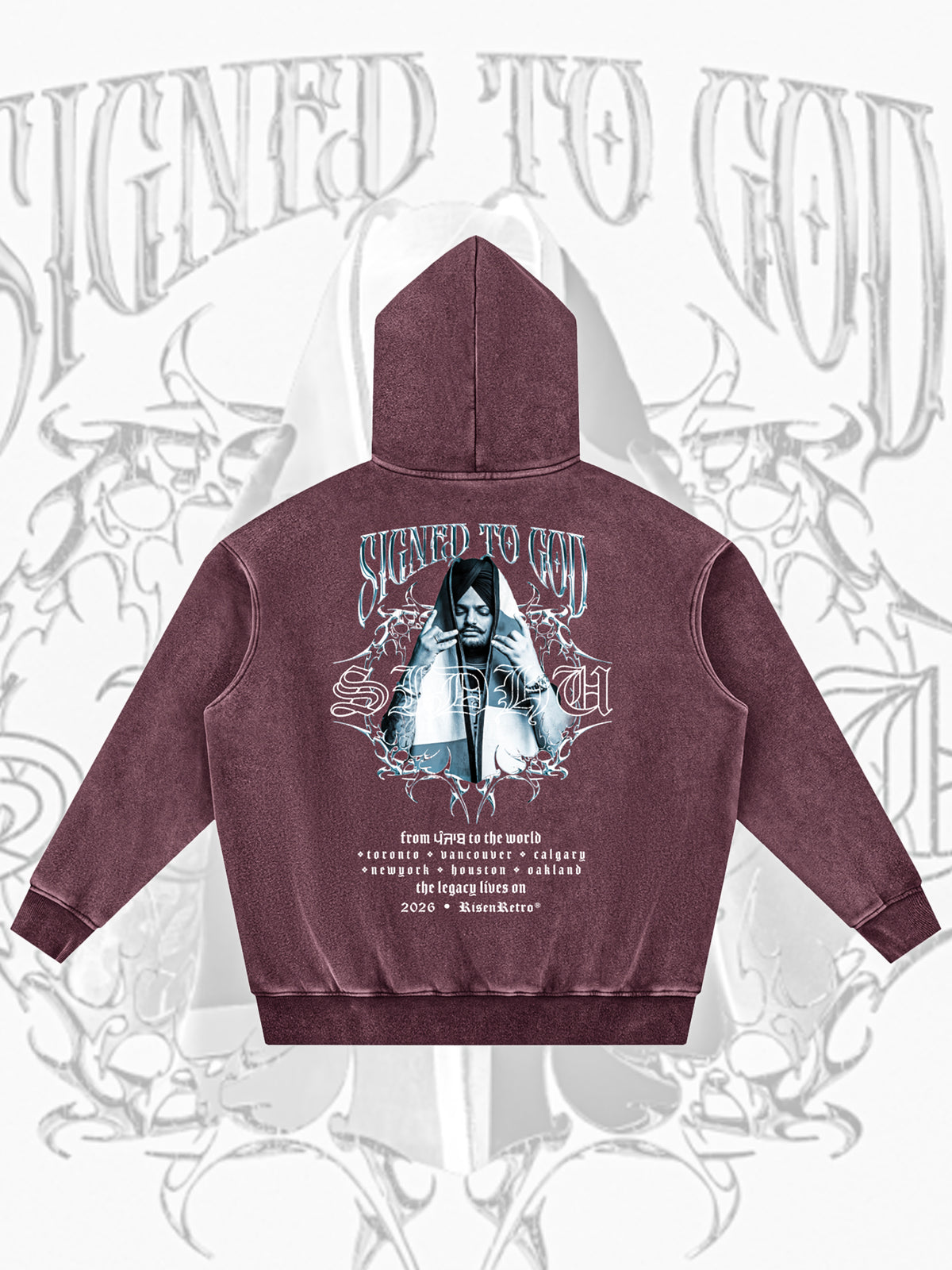 SIGNED TO GOD | Snow Wash Fleece Oversize Hoodie | SMW | RISENRETRO