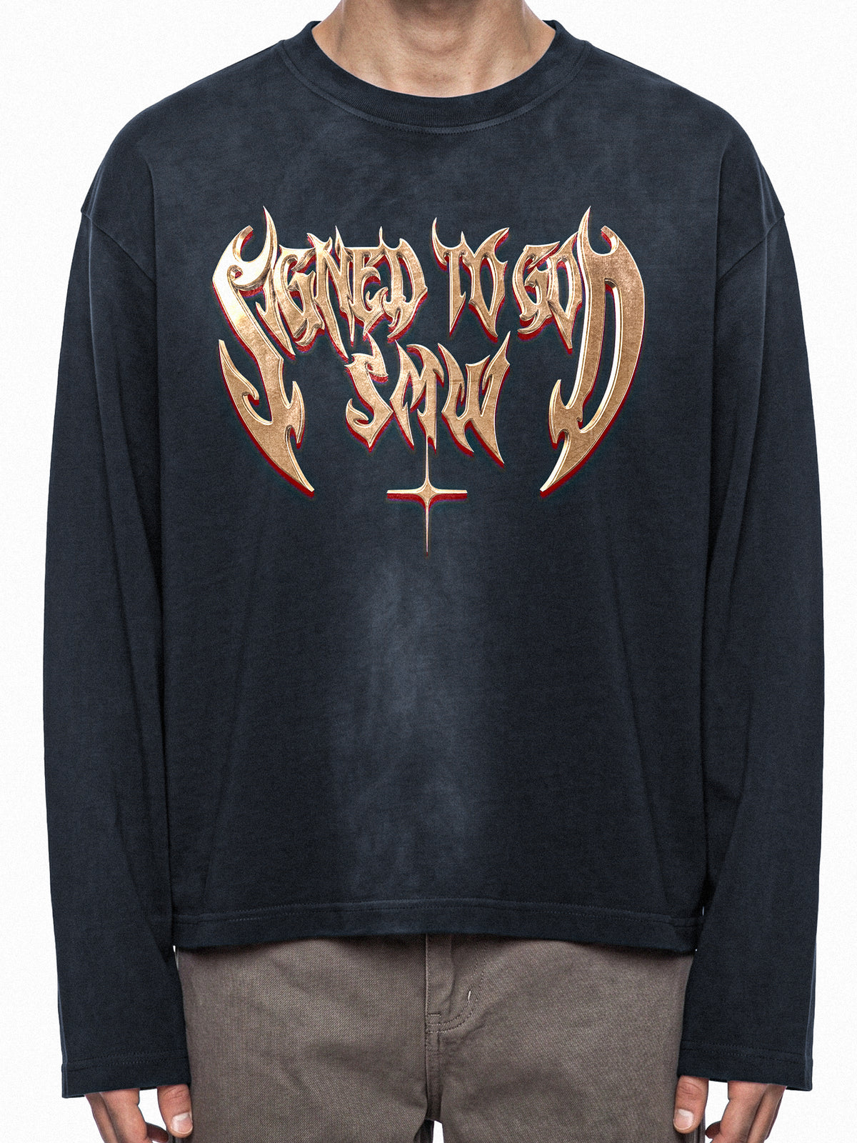SIGNED TO GOD | SMW | RISENRETRO | Unisex Sunfade Boxy Long Sleeve T-Shirt